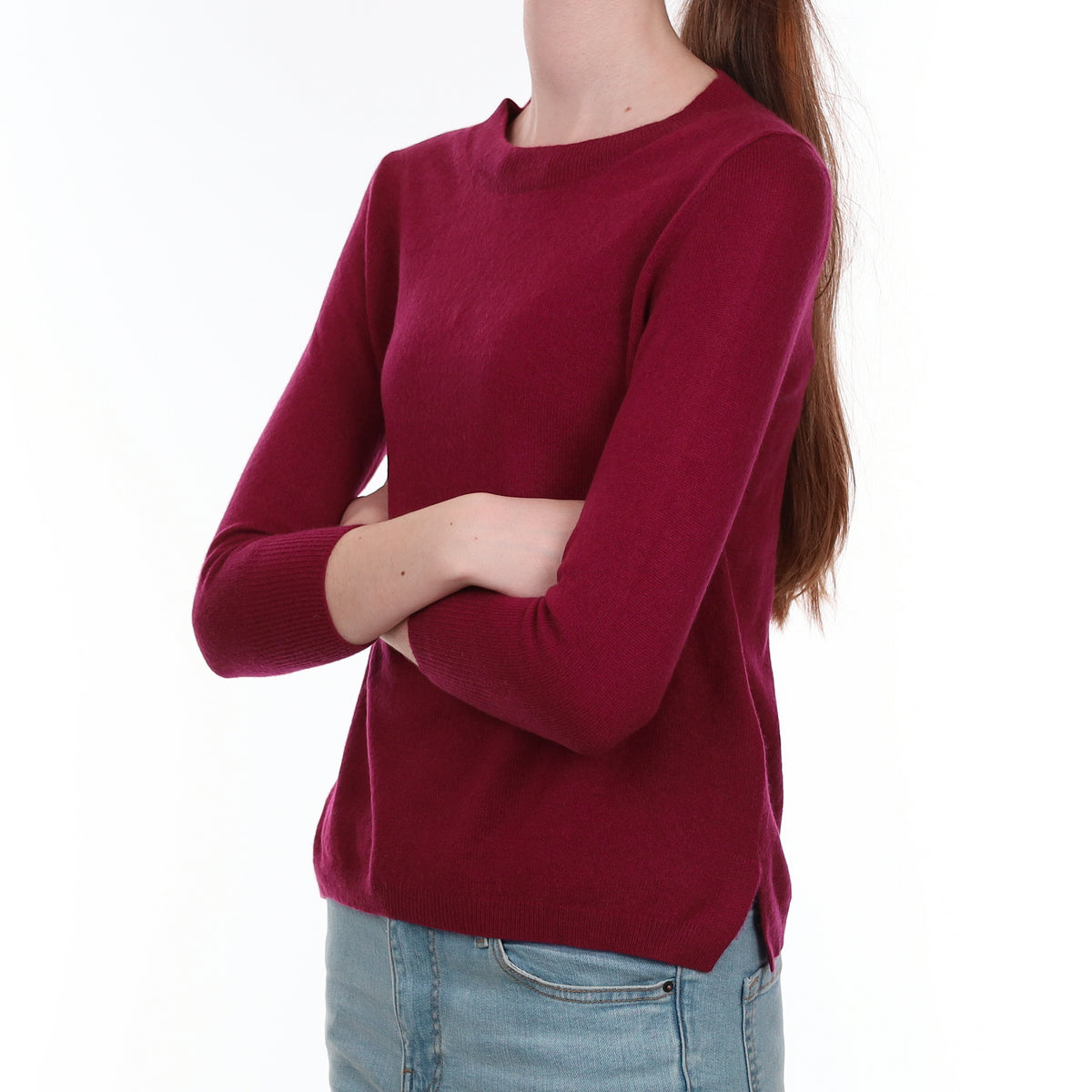 Wine Red Cashmere Crew Neck Jumper Extra Small