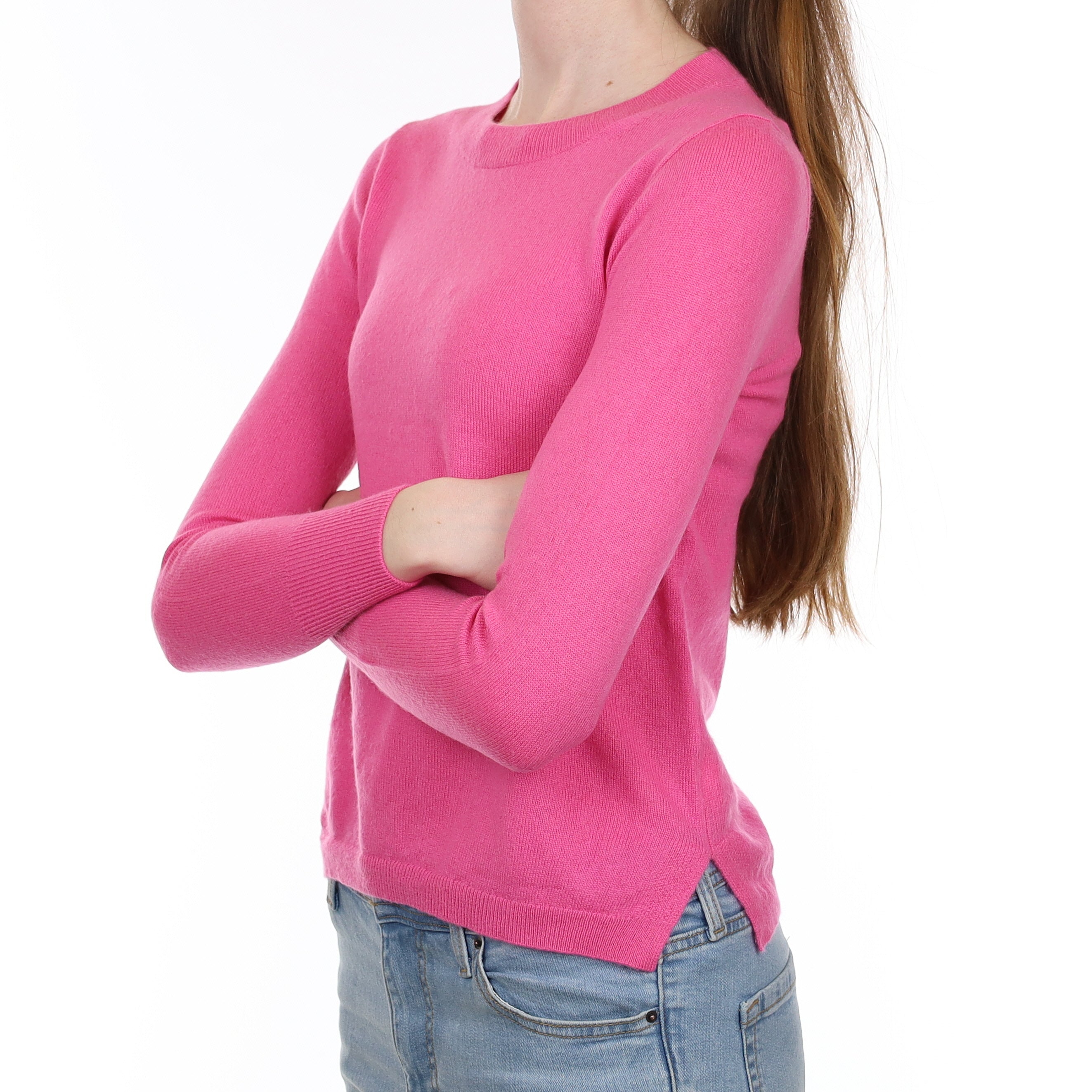 Hot Pink Cashmere Crew Neck Jumper Extra Small