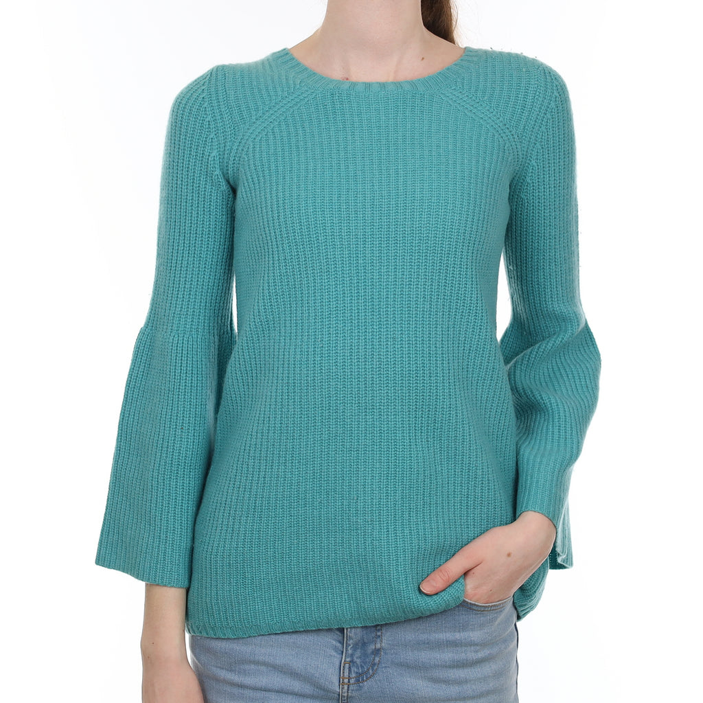 Aqua Green Chunky Cashmere Crew Neck Jumper Extra Small