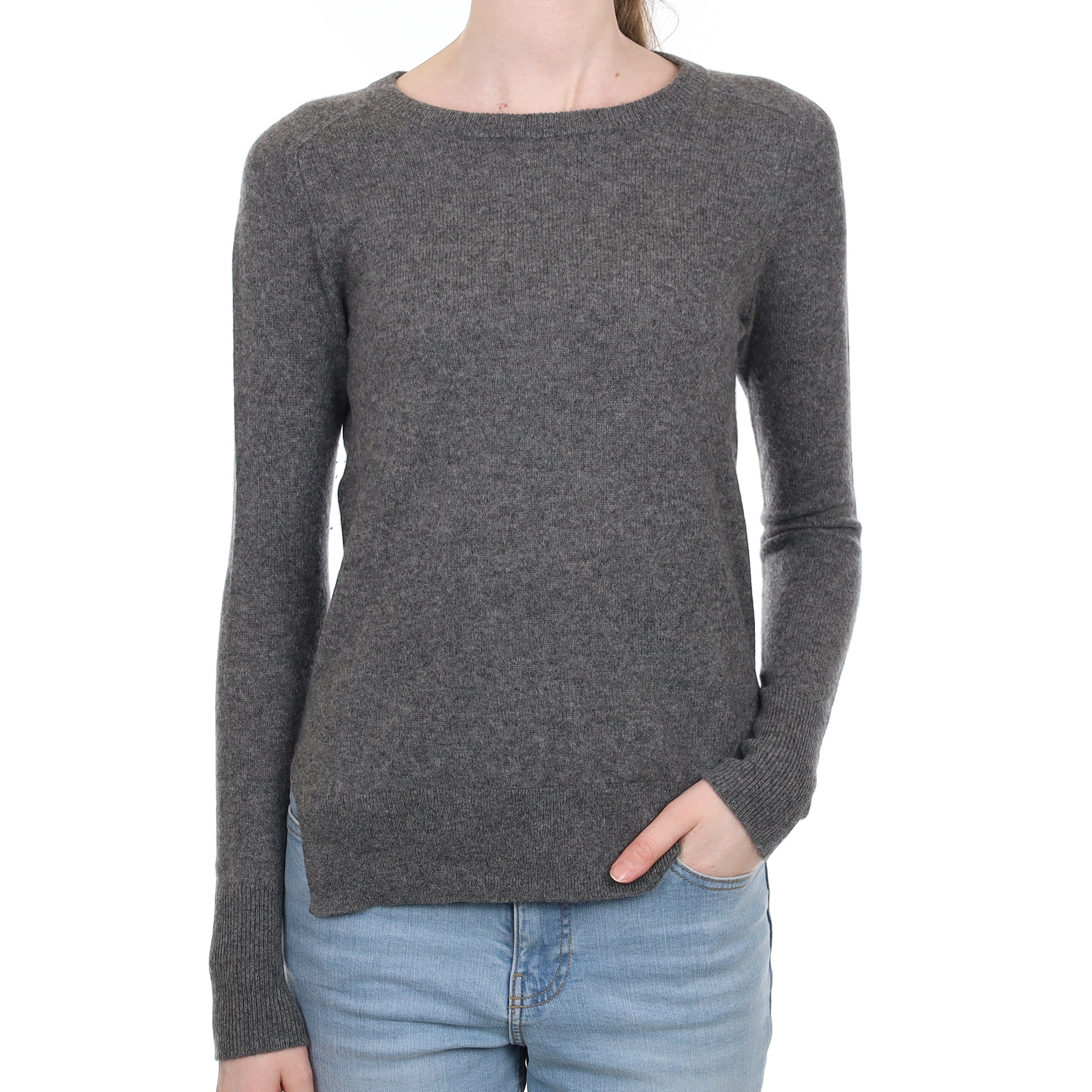 Slate Grey Cashmere Crew Neck Jumper Extra Small
