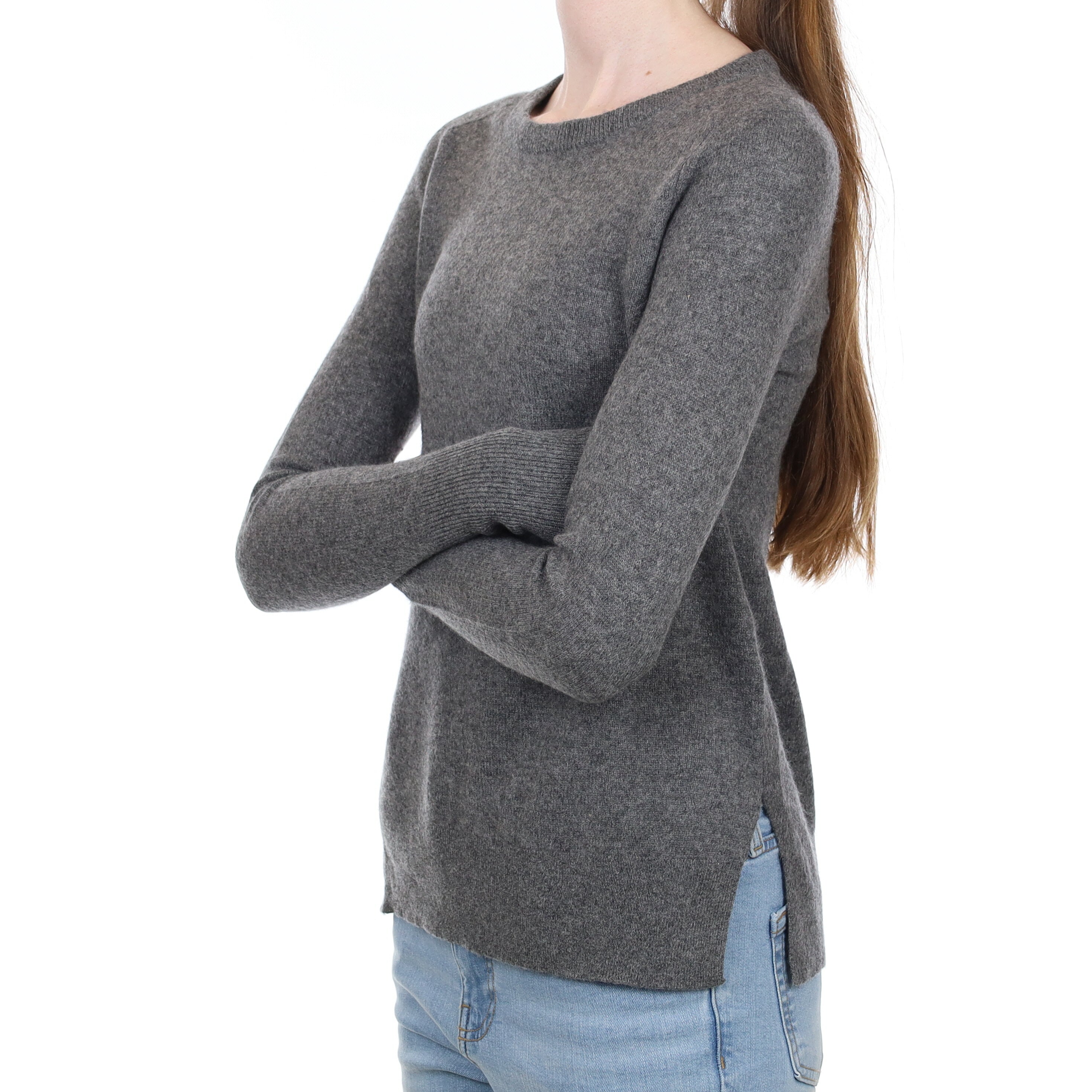 Slate Grey Cashmere Crew Neck Jumper Extra Small