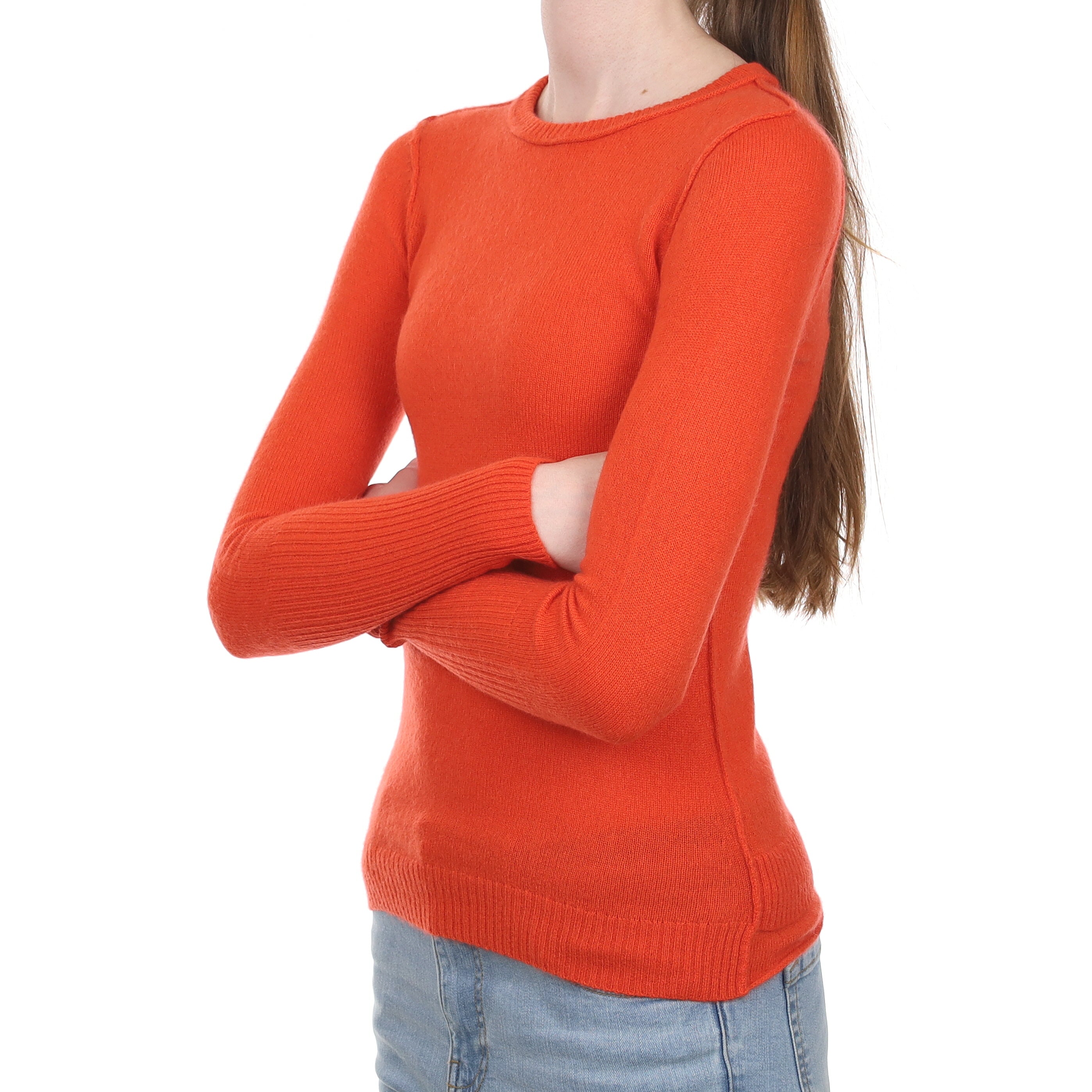 Crab Orange Cashmere Crew Neck Jumper Extra Small