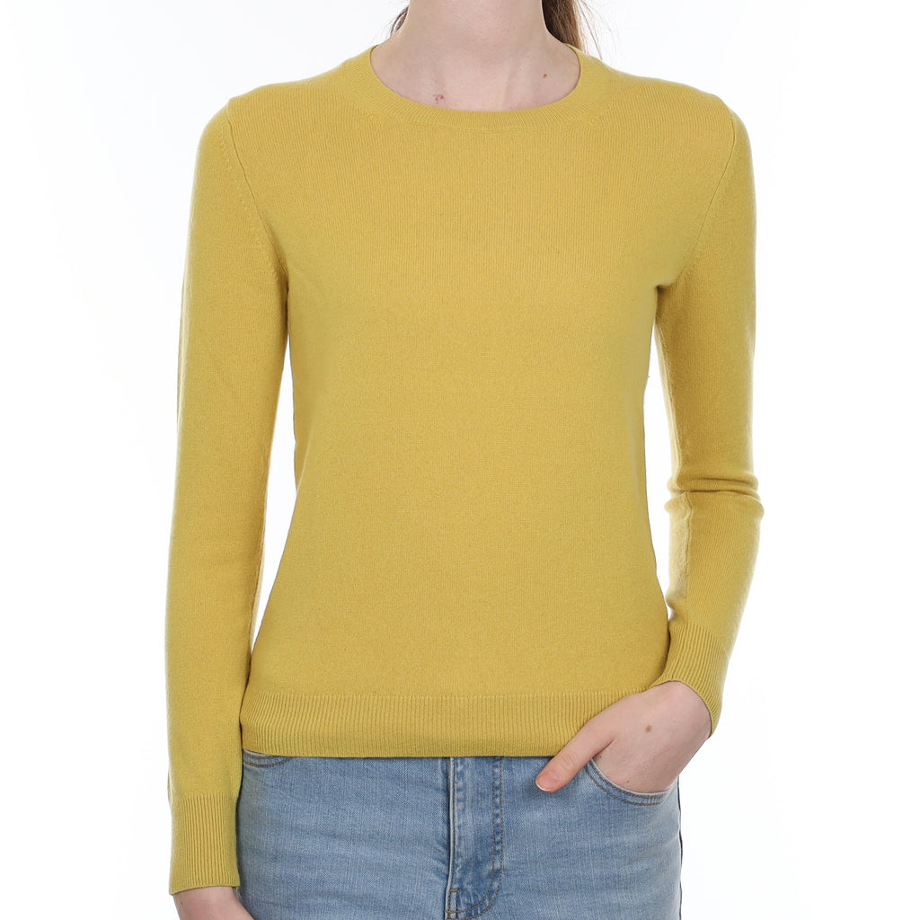 Mustard Yellow Cashmere Crew Neck Jumper Extra Small