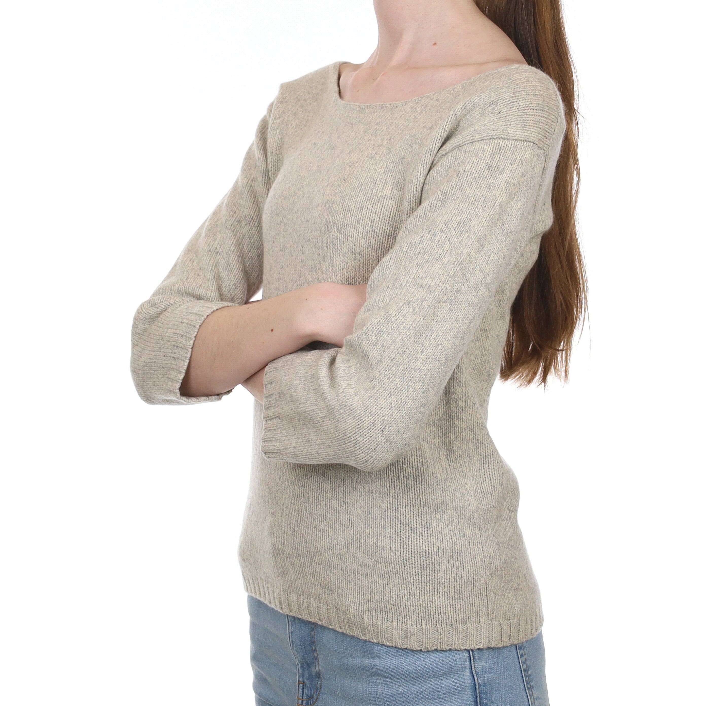 Smoke Grey Chunky Knit Cashmere V Neck Jumper Extra Small