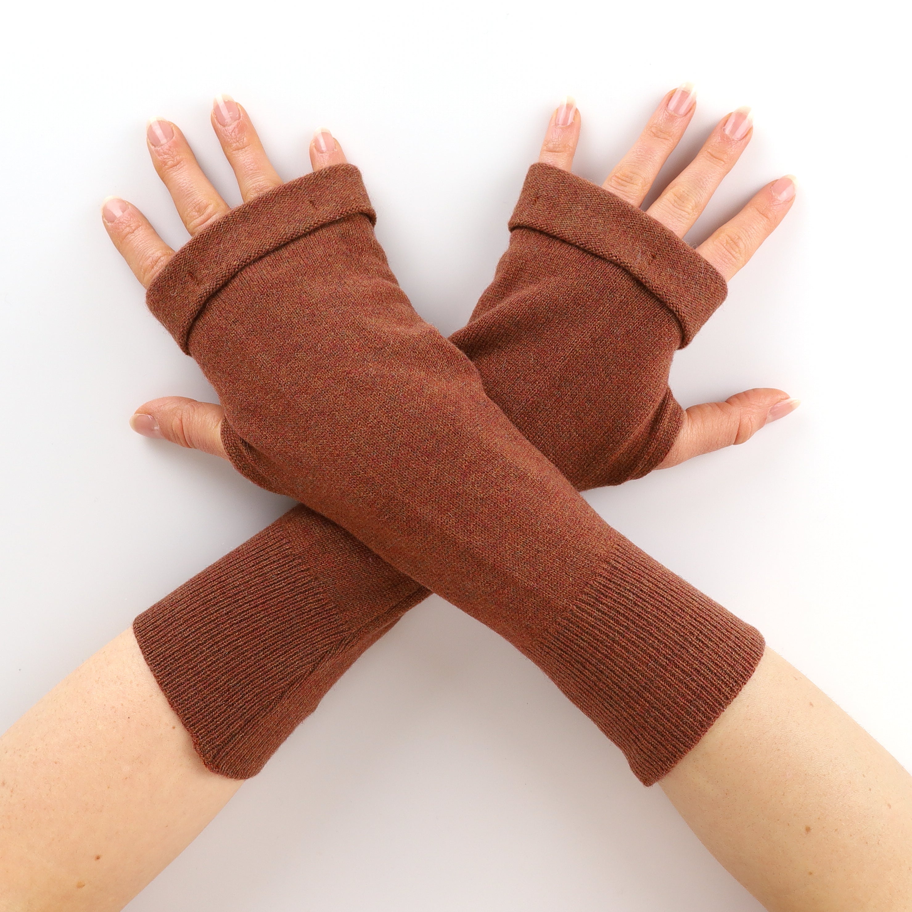 Rust Brown Fingerless Gloves