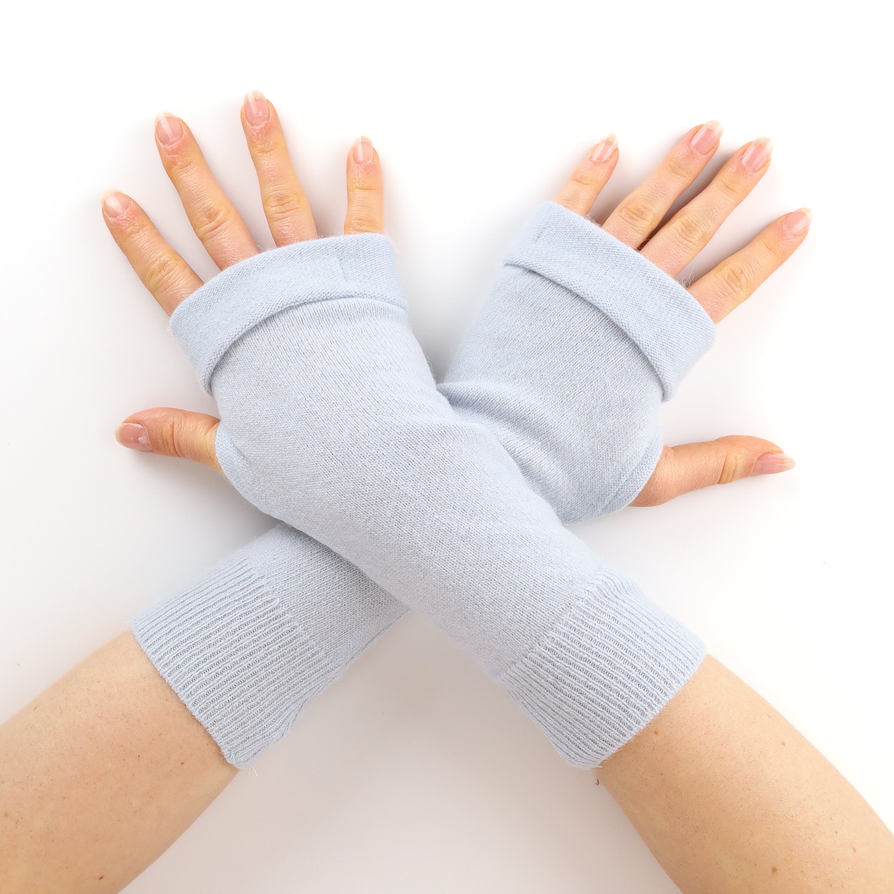 Ice Blue Fingerless Gloves