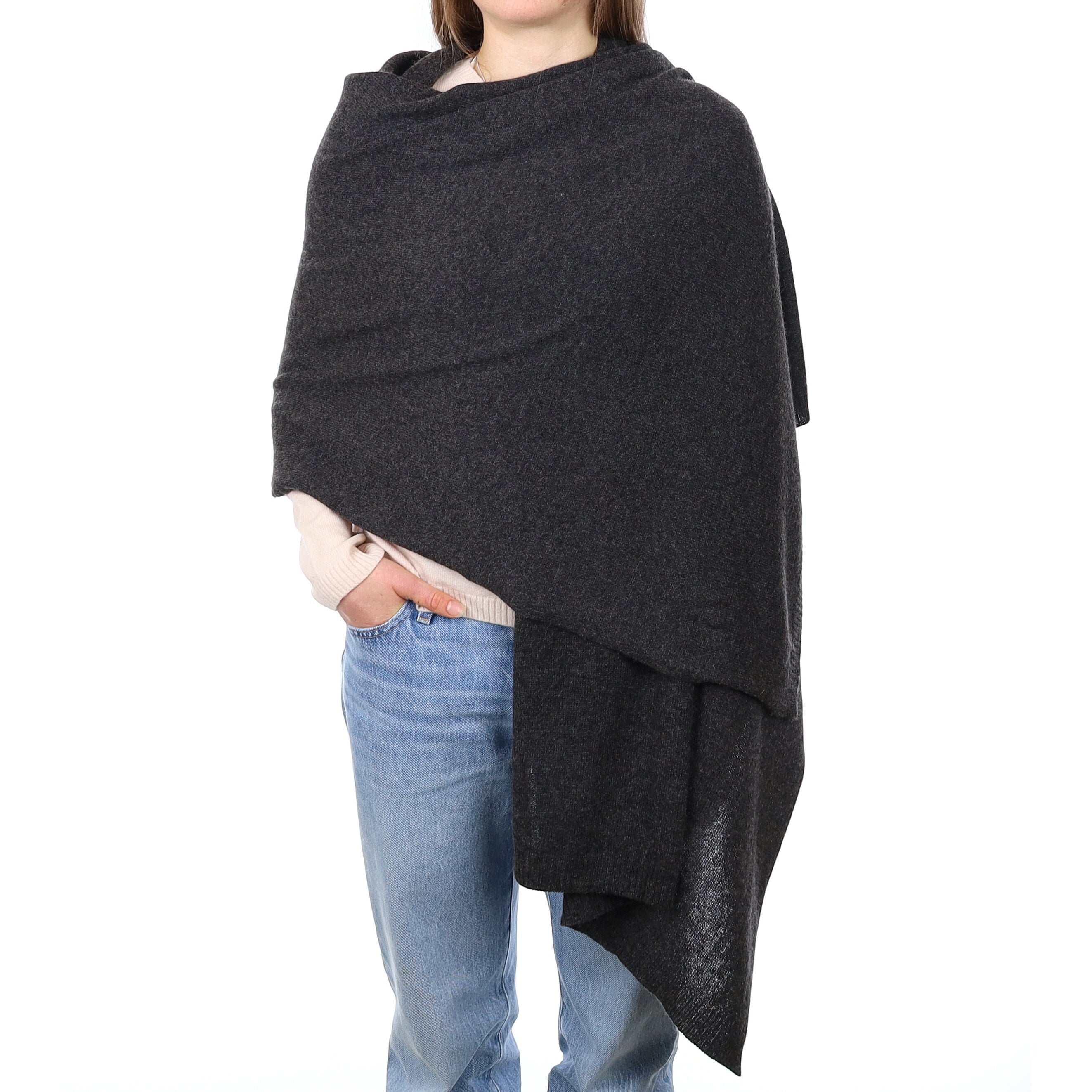 Brand New Graphite Grey Recycled Cashmere Wrap