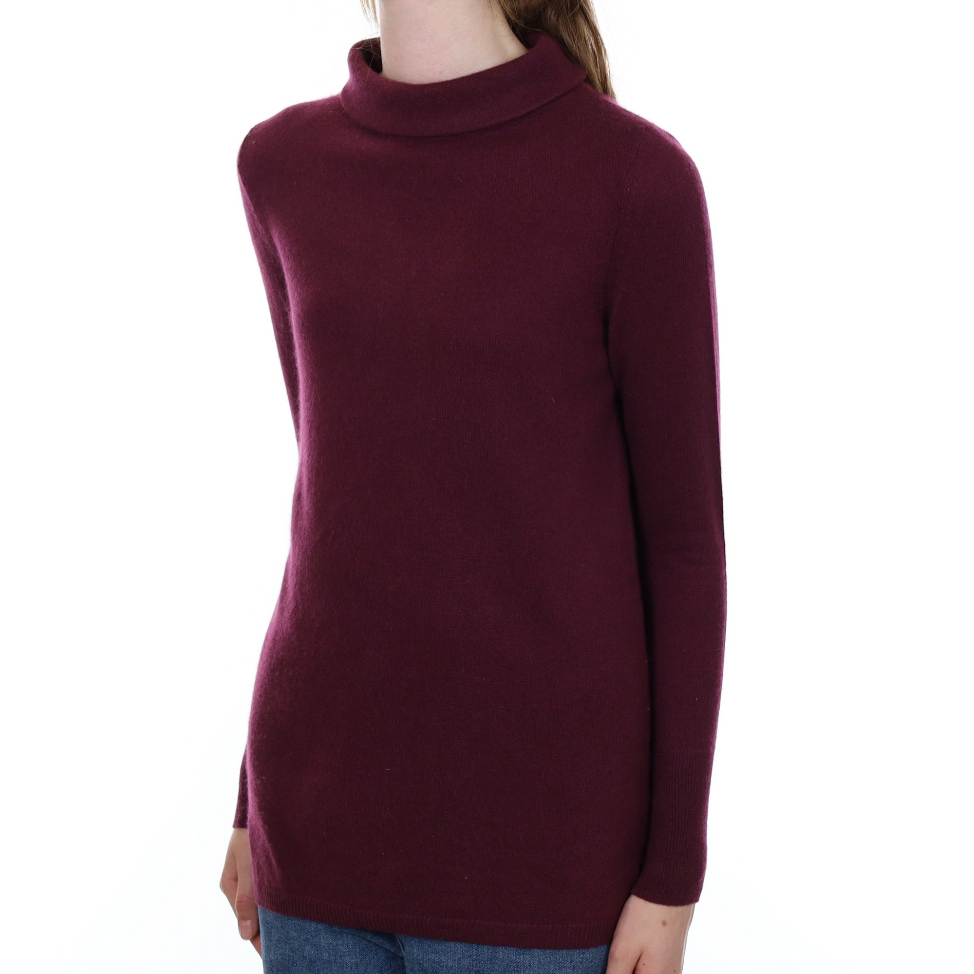 Mulberry Purple Cashmere Funnel Neck Jumper Extra Small