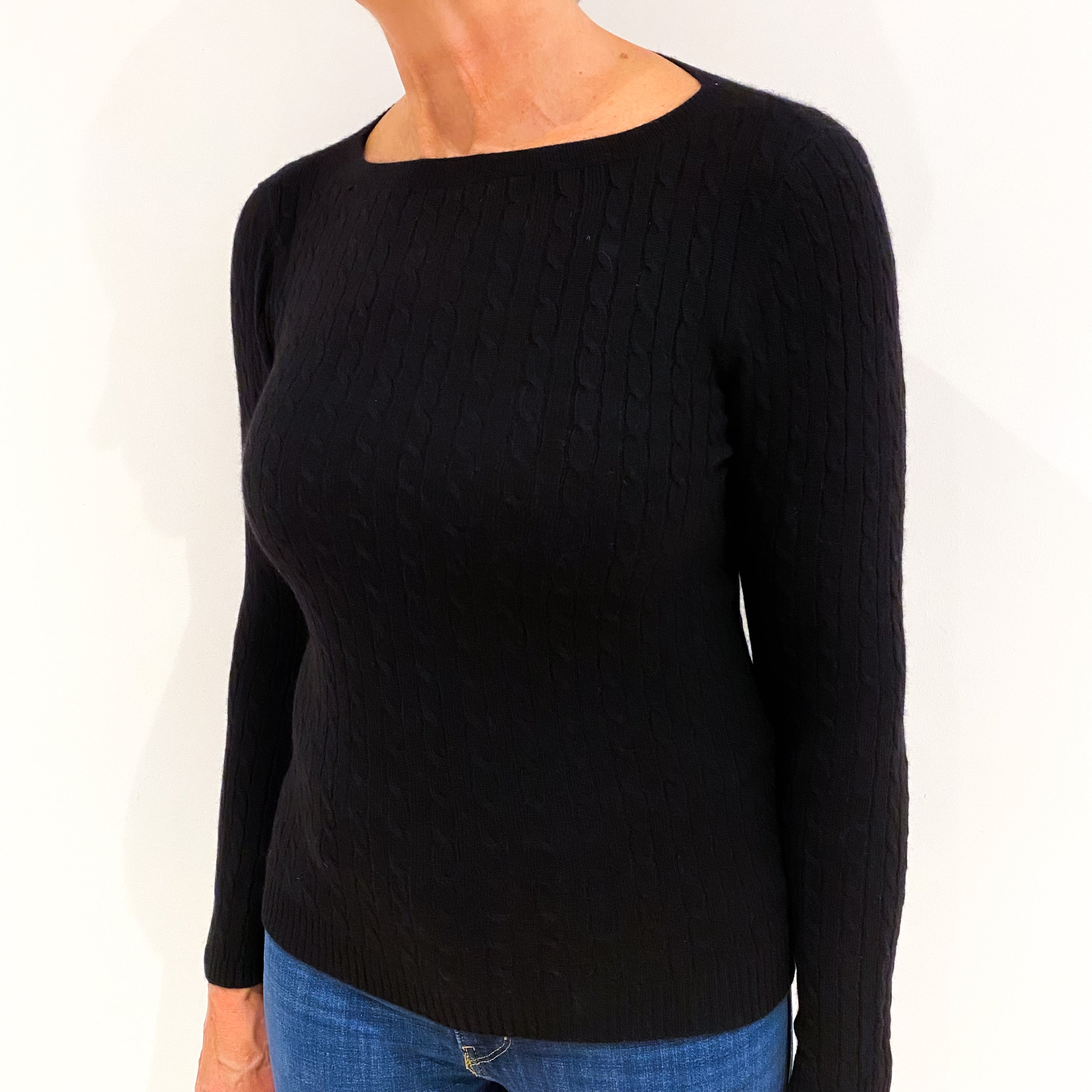 Black Cashmere Crew Neck Jumper Medium
