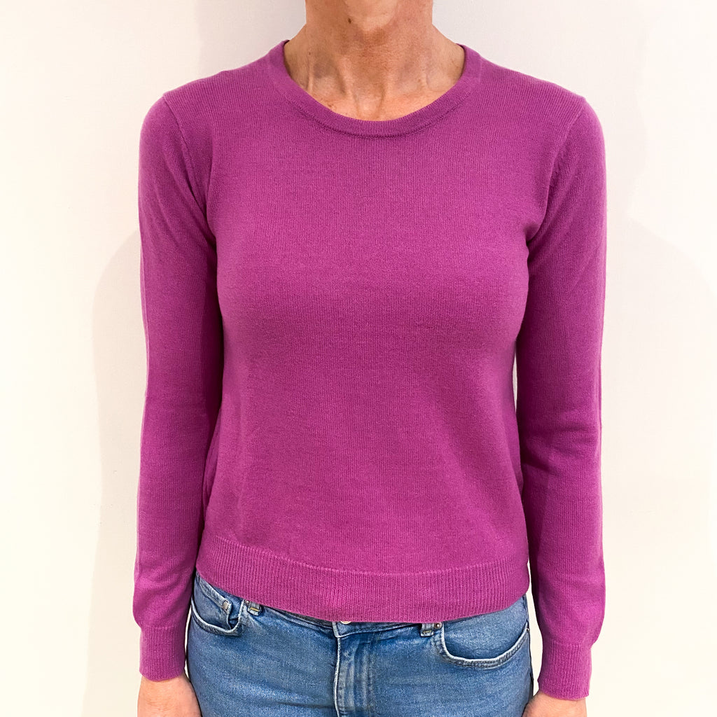 Magenta Purple Cashmere Crew Neck Jumper Small