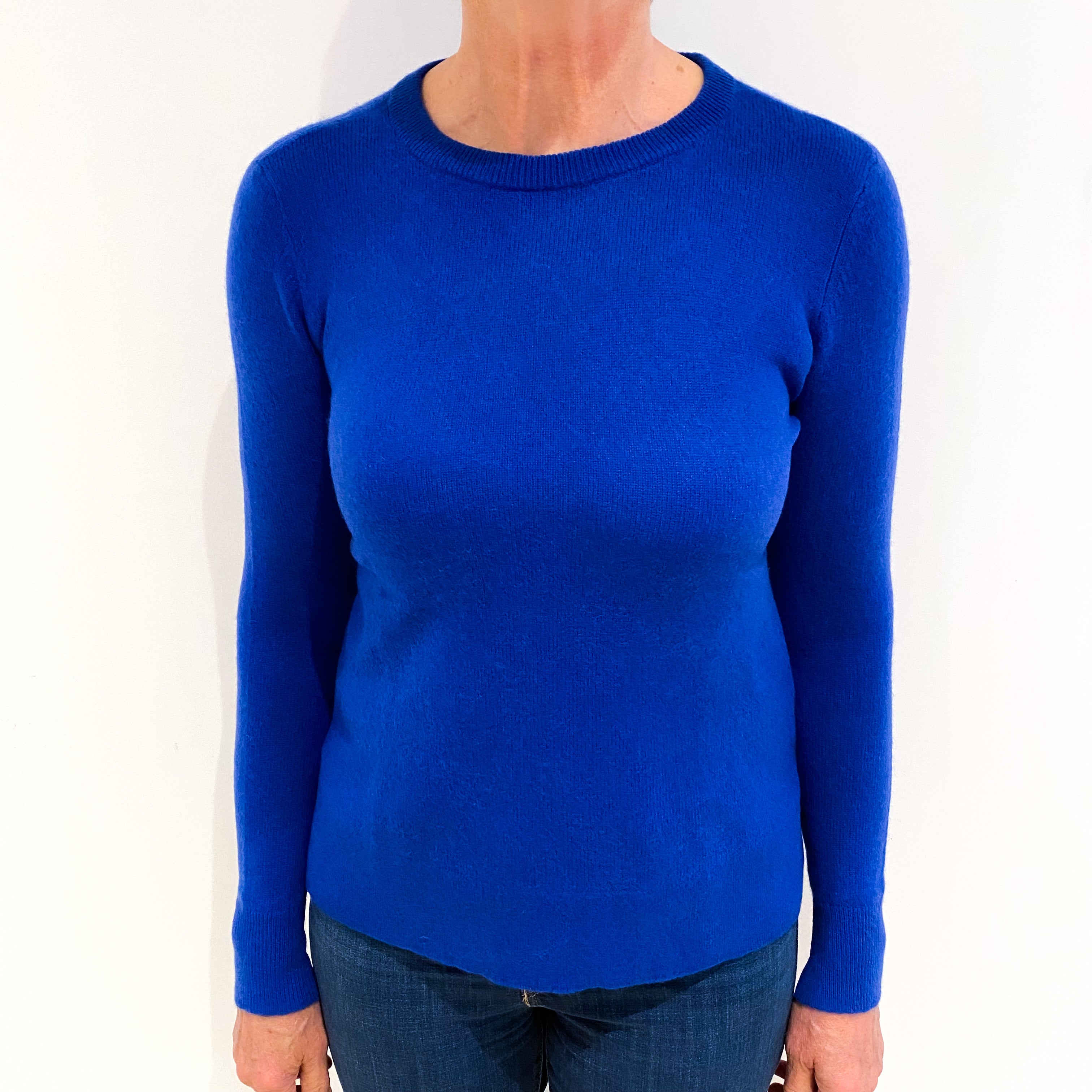 Cobalt Blue Cashmere Crew Neck Jumper Medium