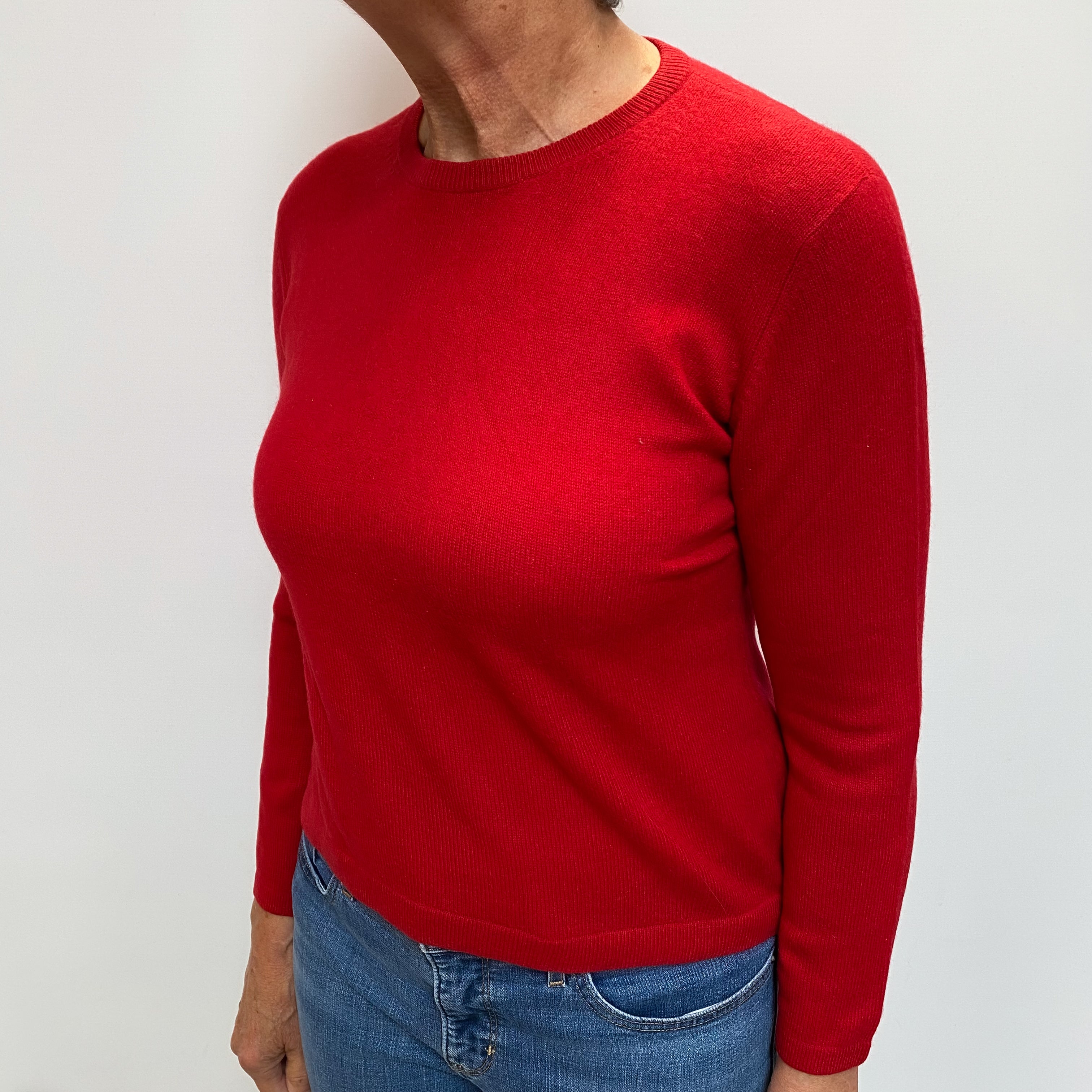 Scarlet Red Cashmere Crew Neck Jumper Medium