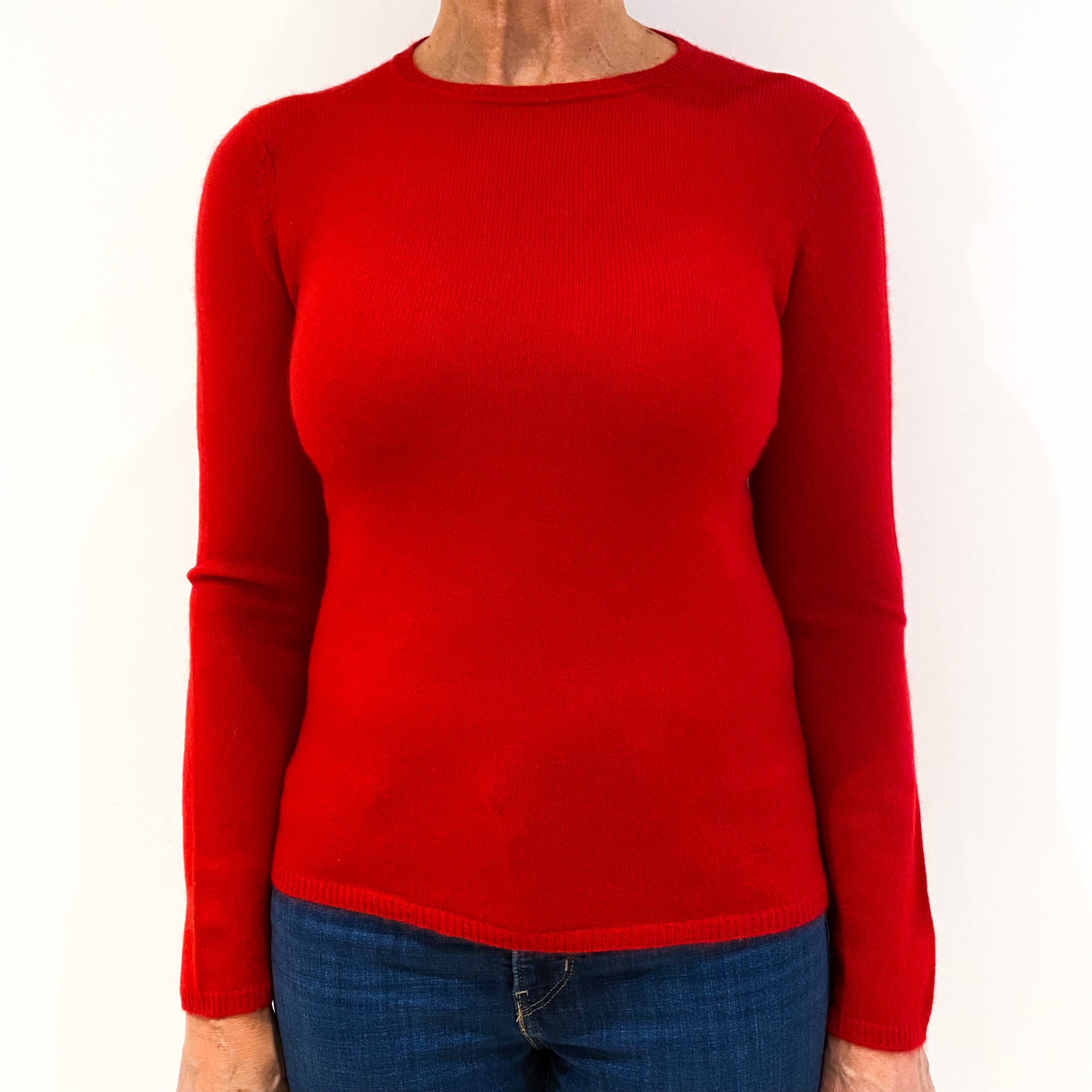 Post Box Red Cashmere Crew Neck Jumper Medium