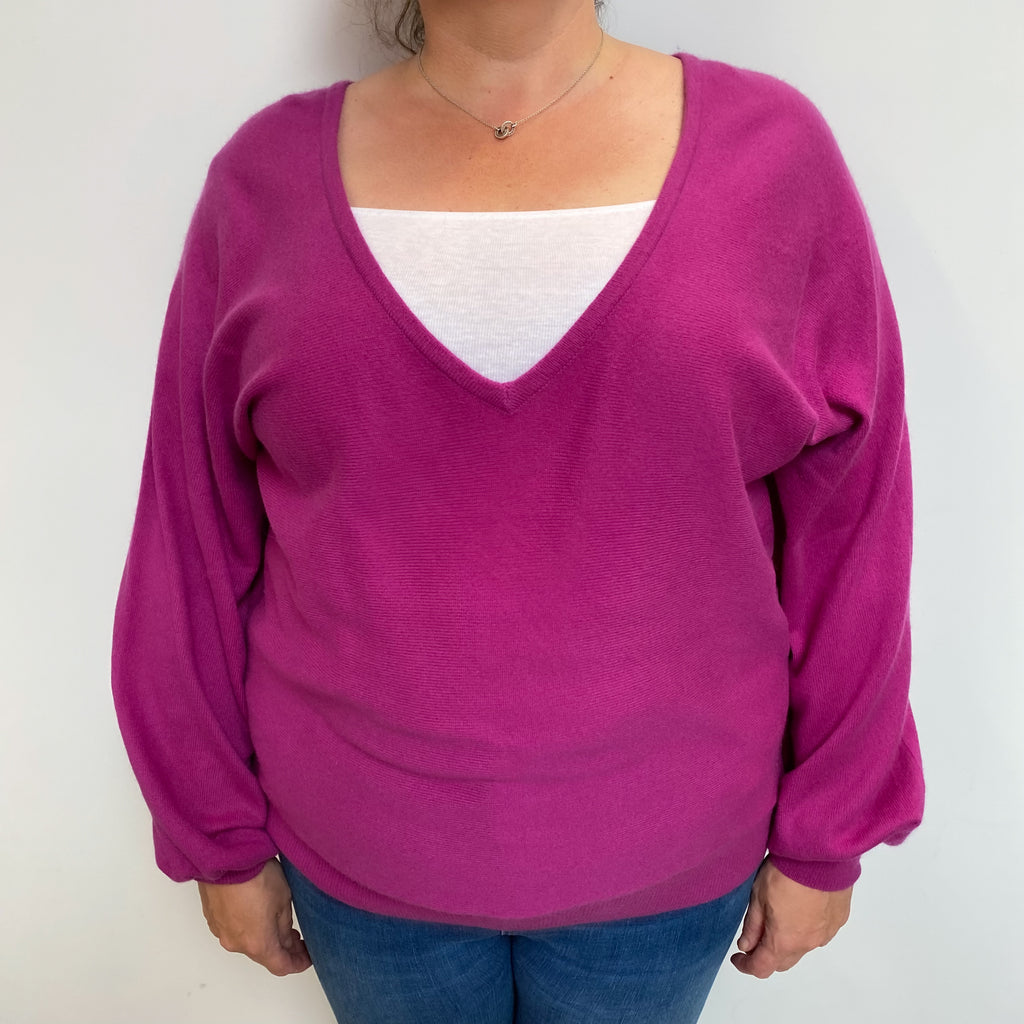 Viola Purple Cashmere V Neck Jumper Extra Large