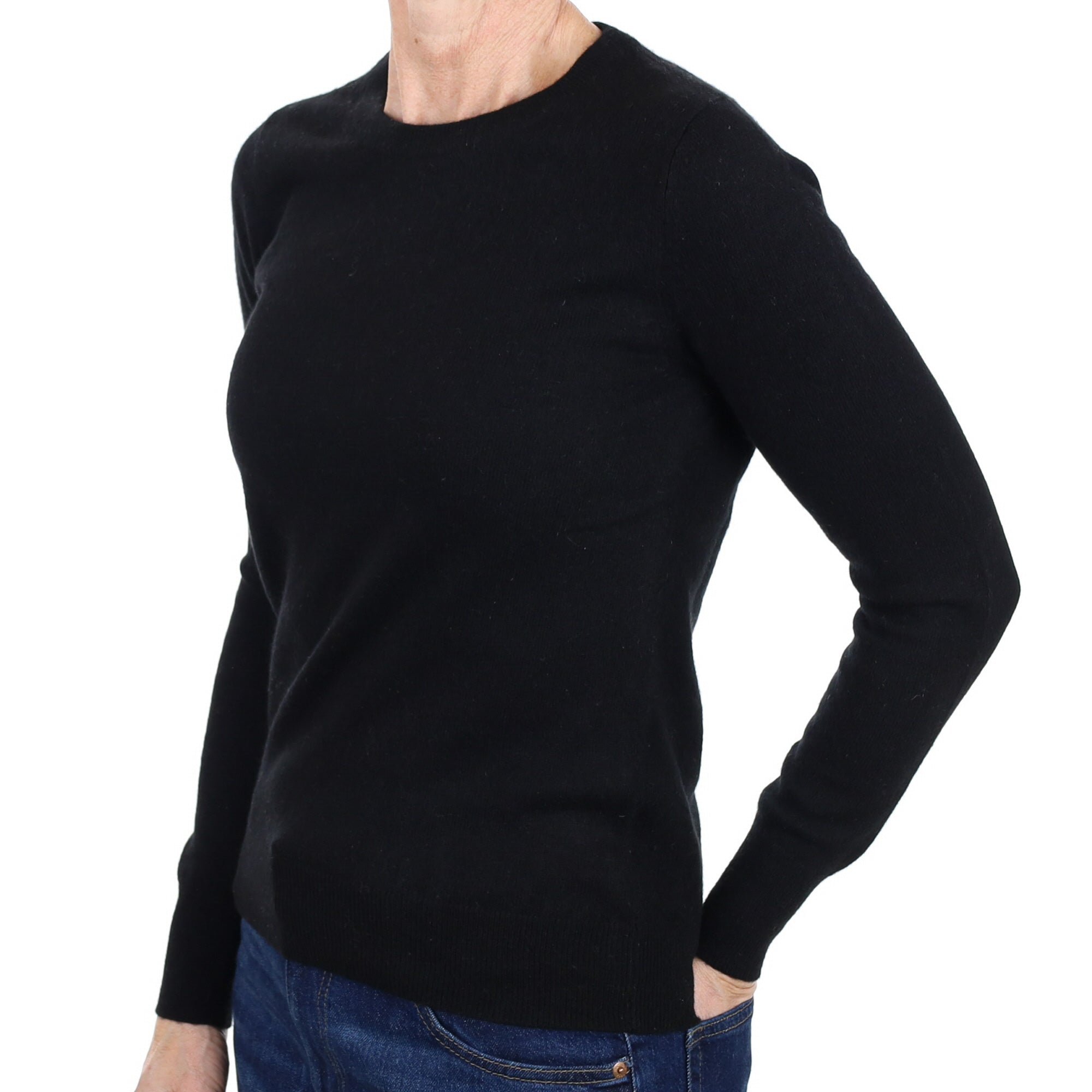 Black Cashmere Crew Neck Jumper Small