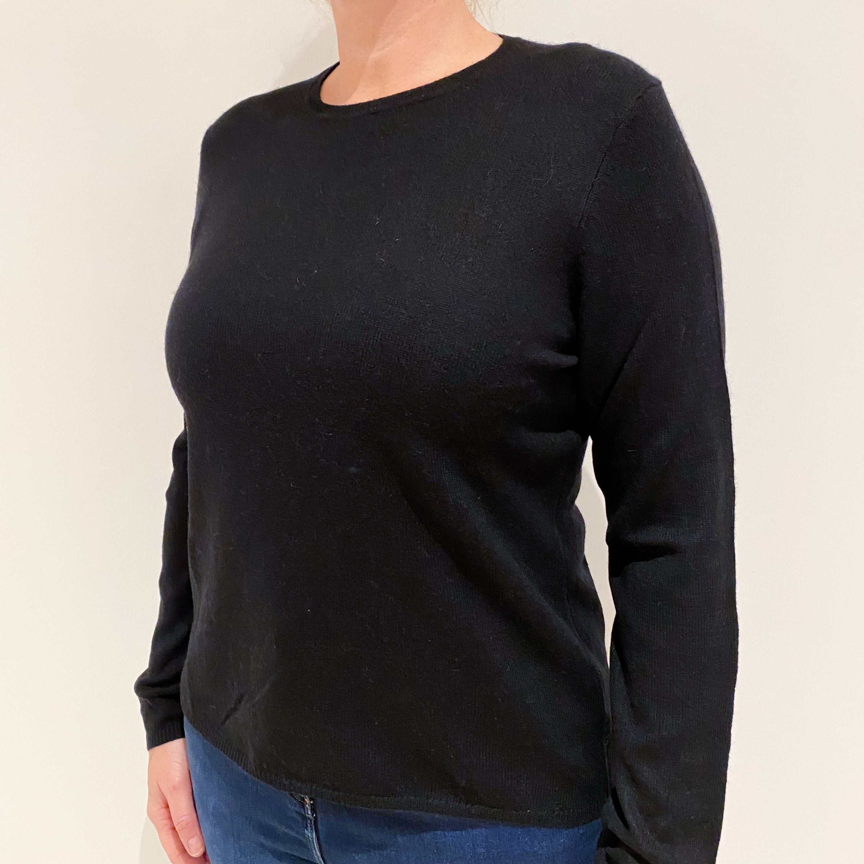Black Cashmere Crew Neck Jumper Large