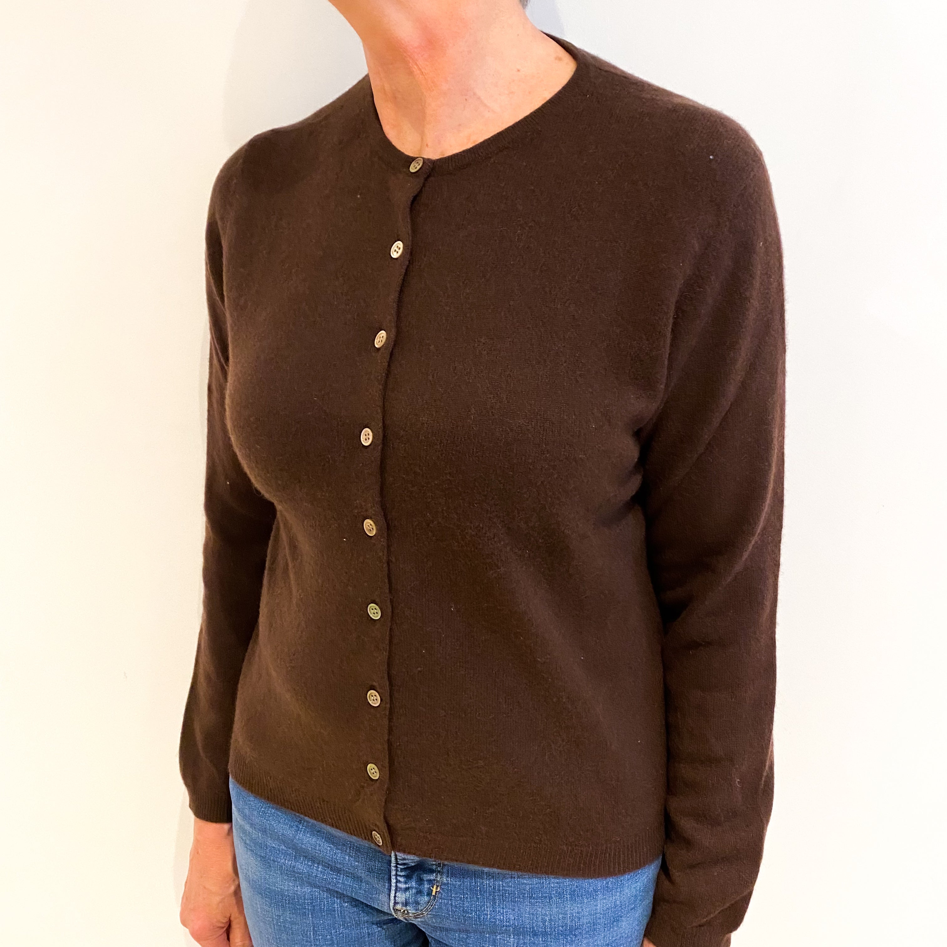 Chocolate Brown Cashmere Cardigan Medium