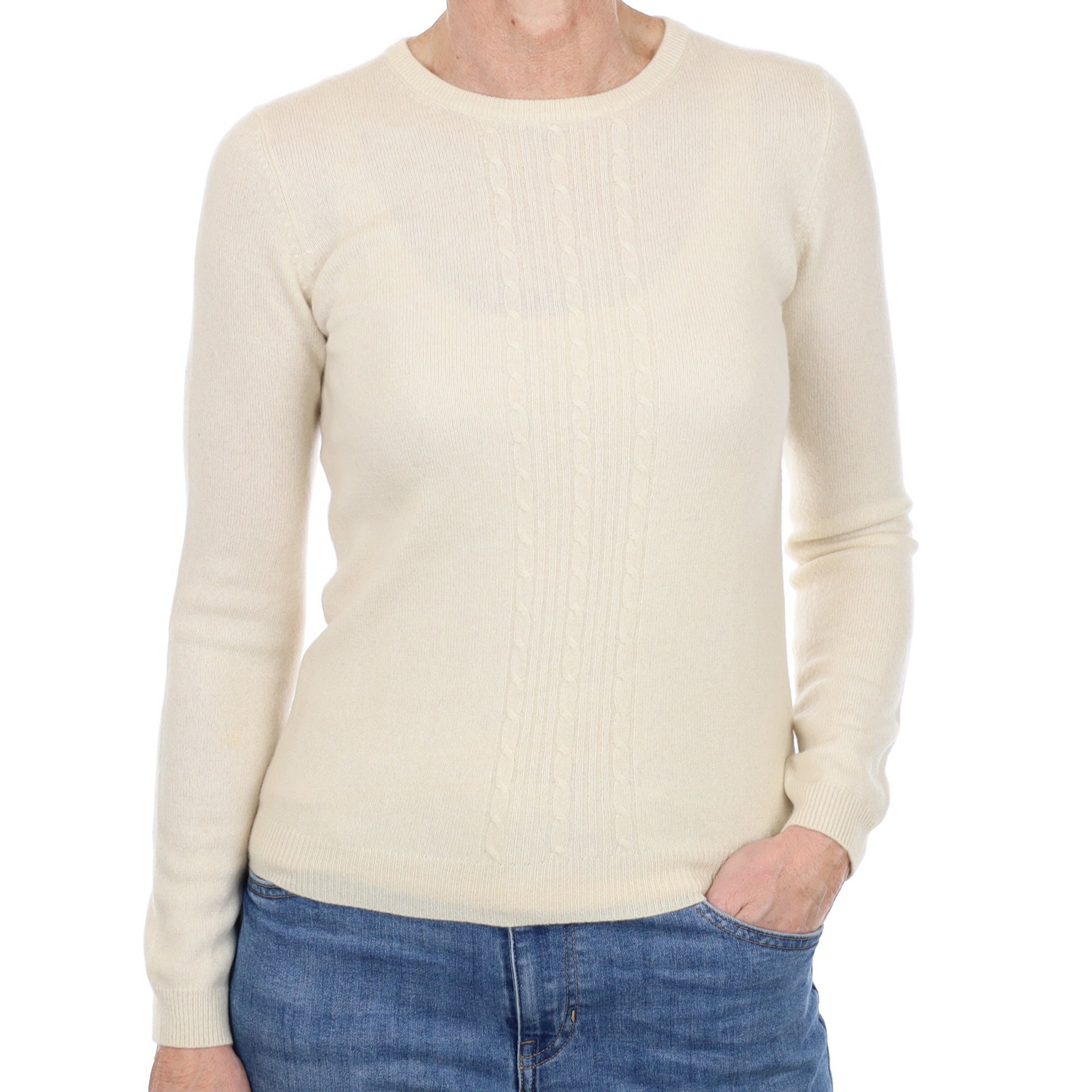 Vanilla Cream Cashmere Crew Neck Jumper Small