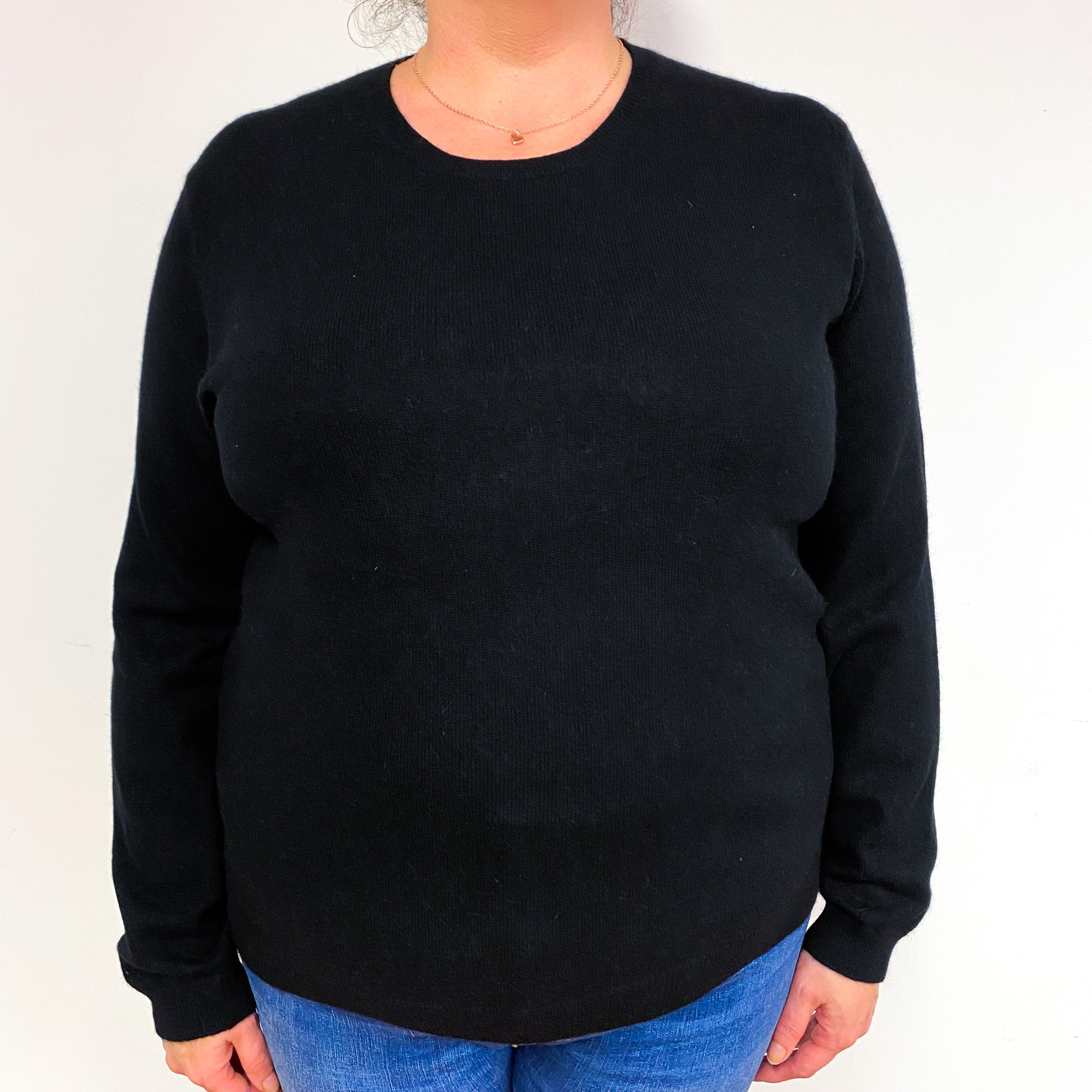 Black Cashmere Crew Neck Jumper Extra Large