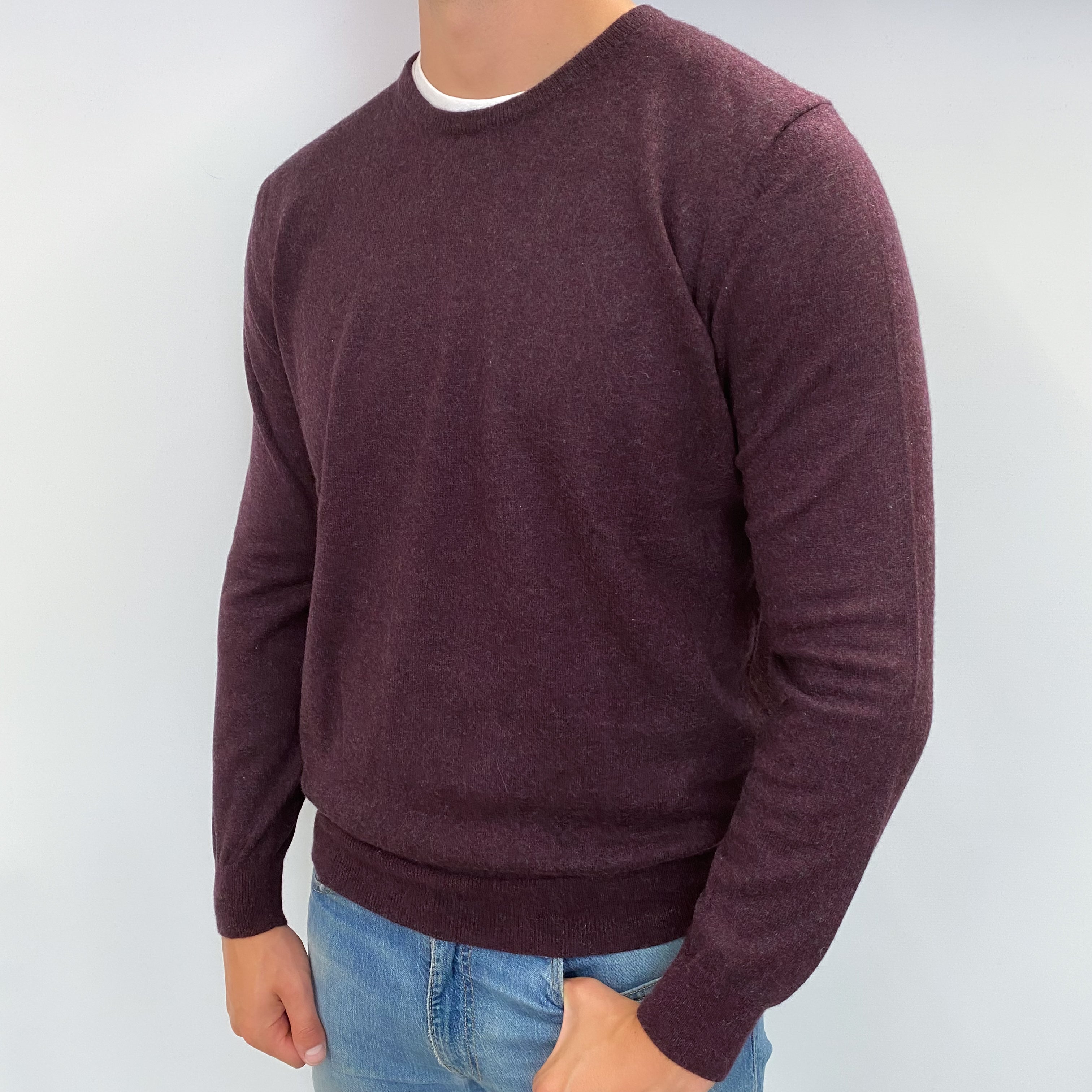 Men's Puce Purple Cashmere Crew Neck Jumper XL