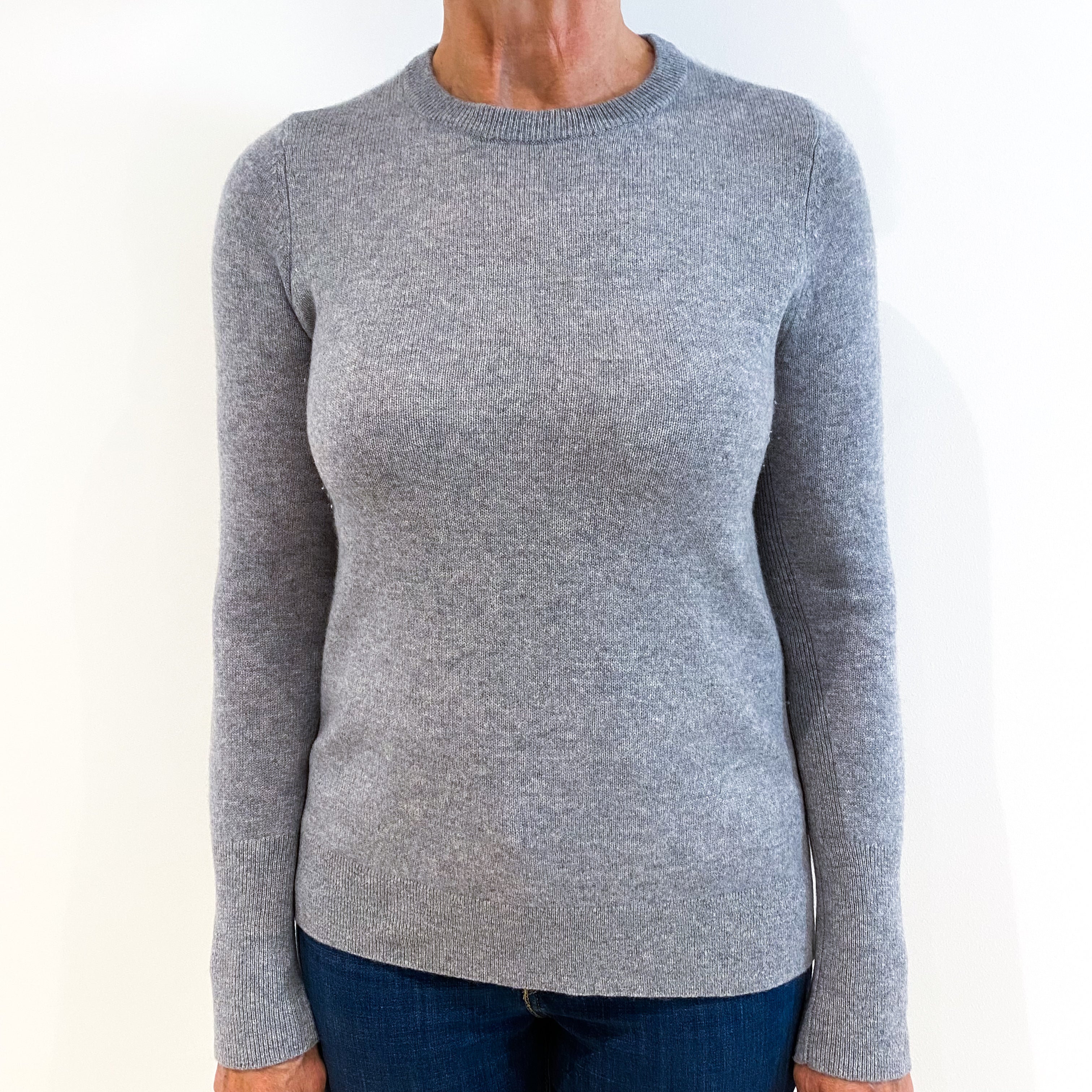 Smoke Grey Cashmere Crew Neck Jumper Medium