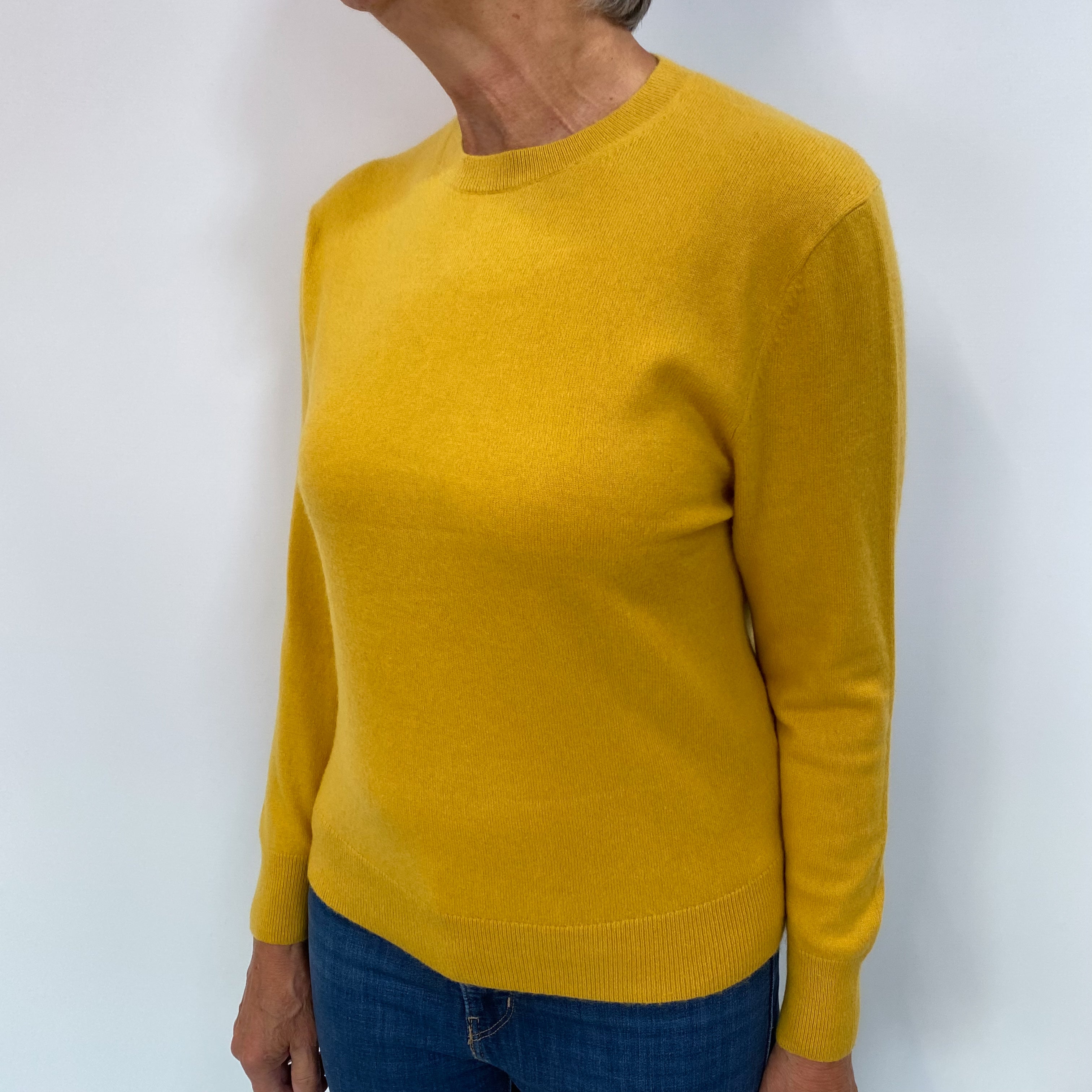 Sunflower Yellow Cashmere Crew Neck Jumper Medium