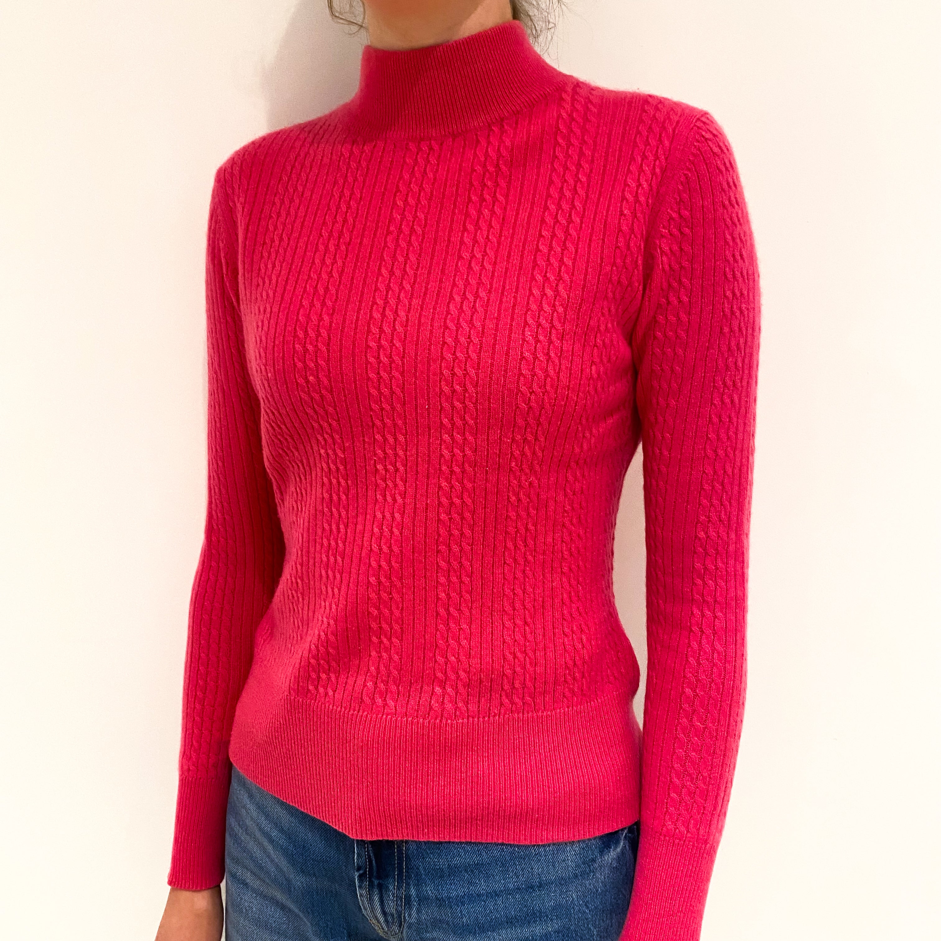 Hot Pink Cashmere Turtle-Neck Jumper Extra Small
