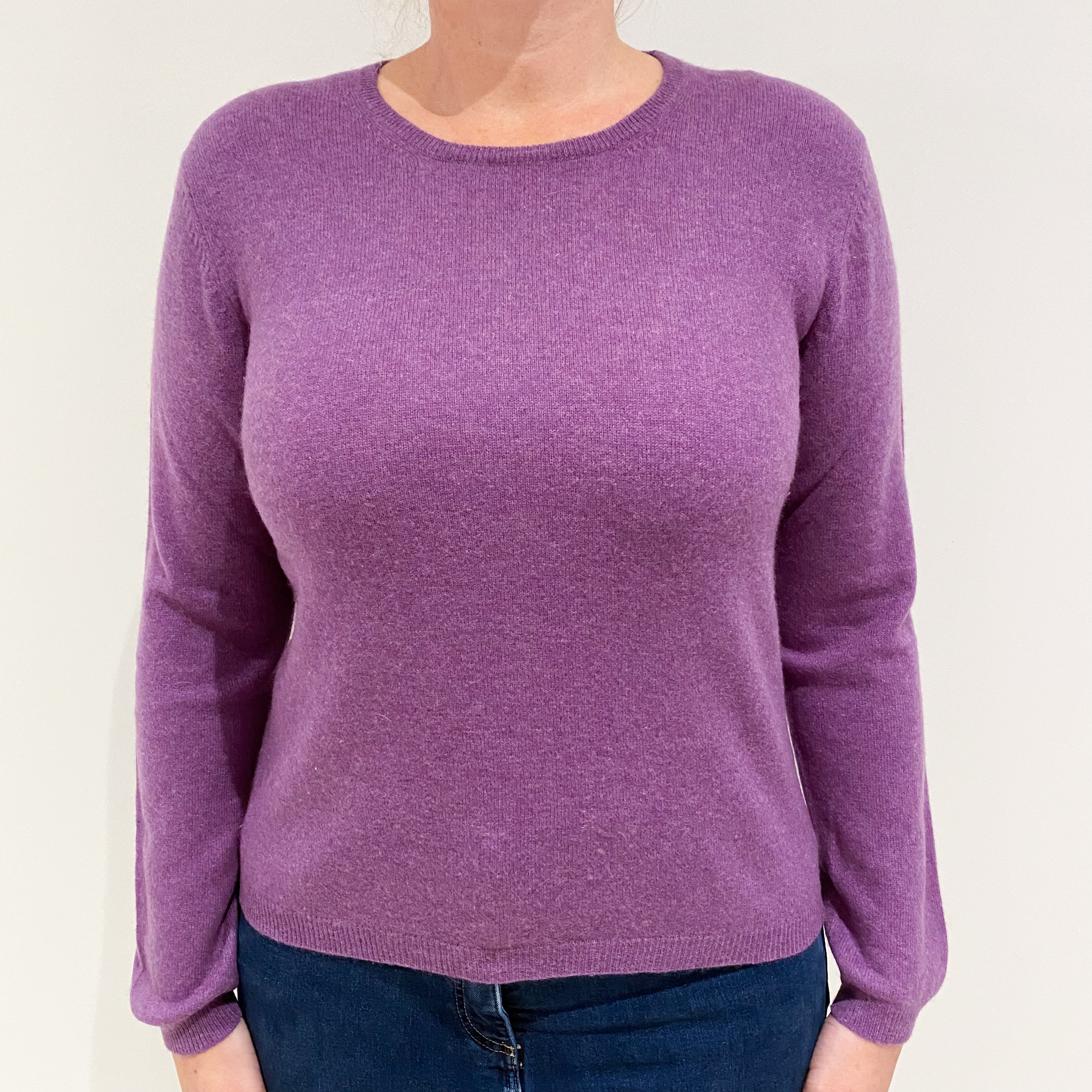 Deep Loganberry Purple Cashmere Crew Neck Jumper Large
