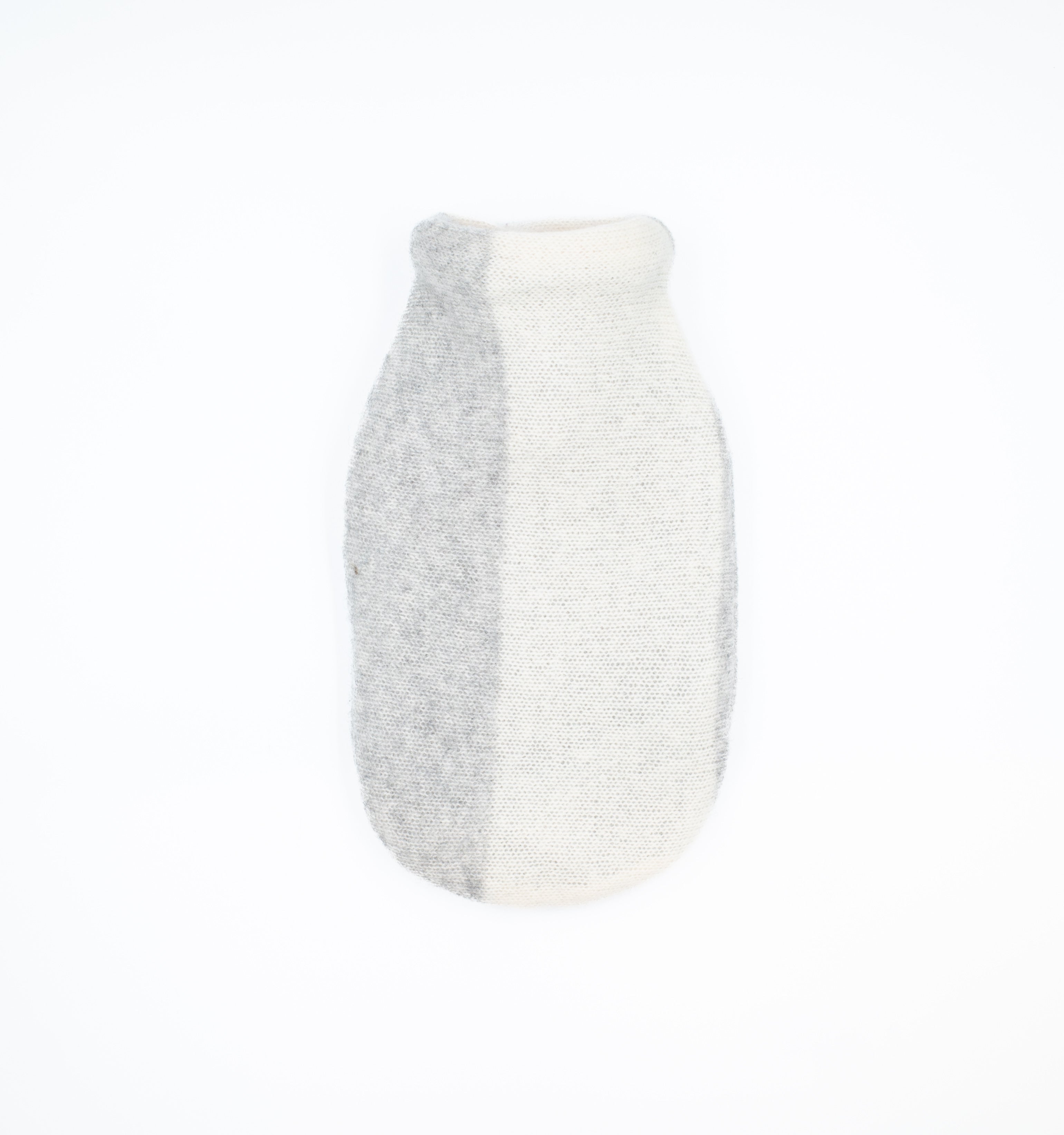 Cream and Pale Grey Cashmere Small Hot Water Bottle