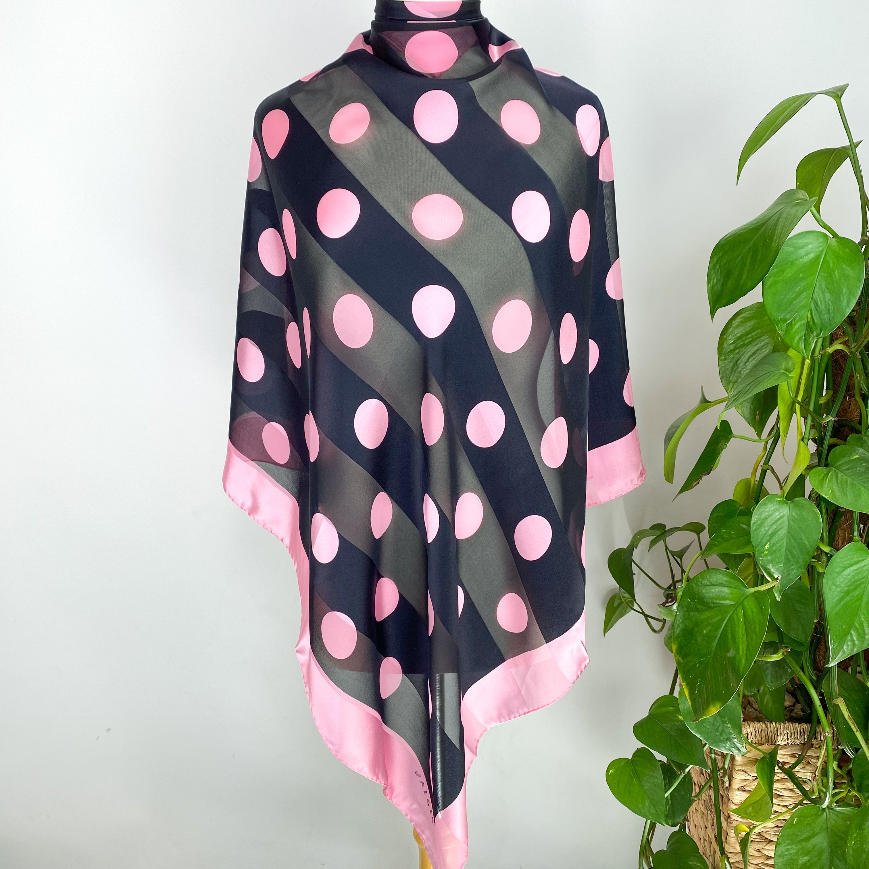 Navy & Pink Jaeger Silk Scarf