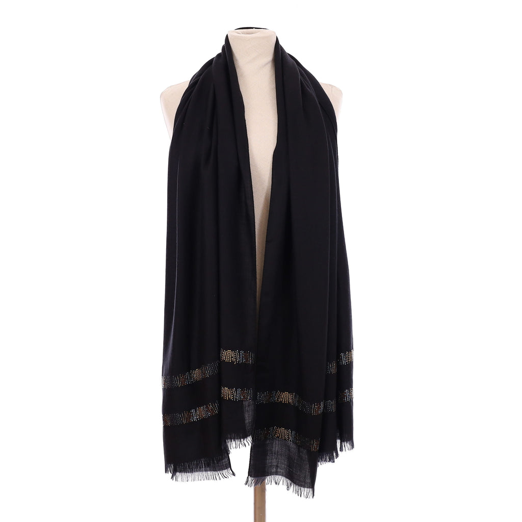 Brand New Loro Piana Cashmere Blend Black Wrap