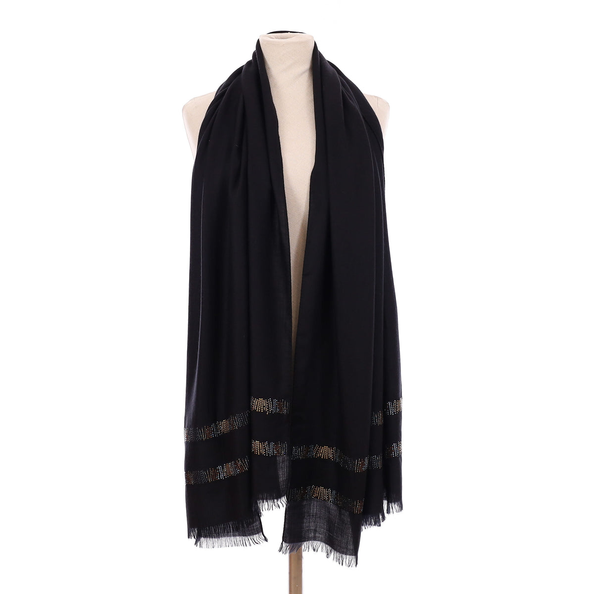 Brand New Loro Piana Cashmere Blend Black Wrap