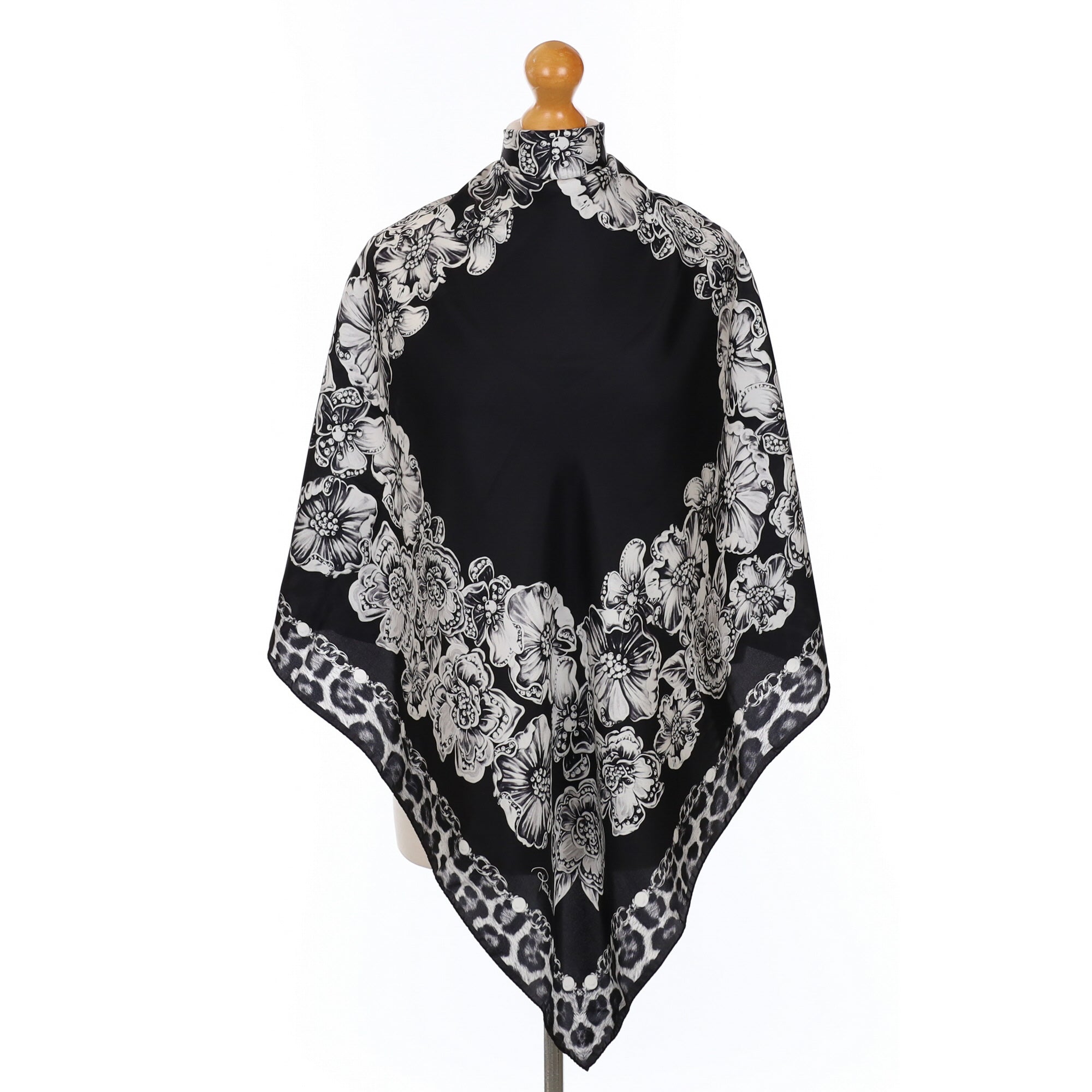 Roberto Cavalli Monochrome Silk Scarf