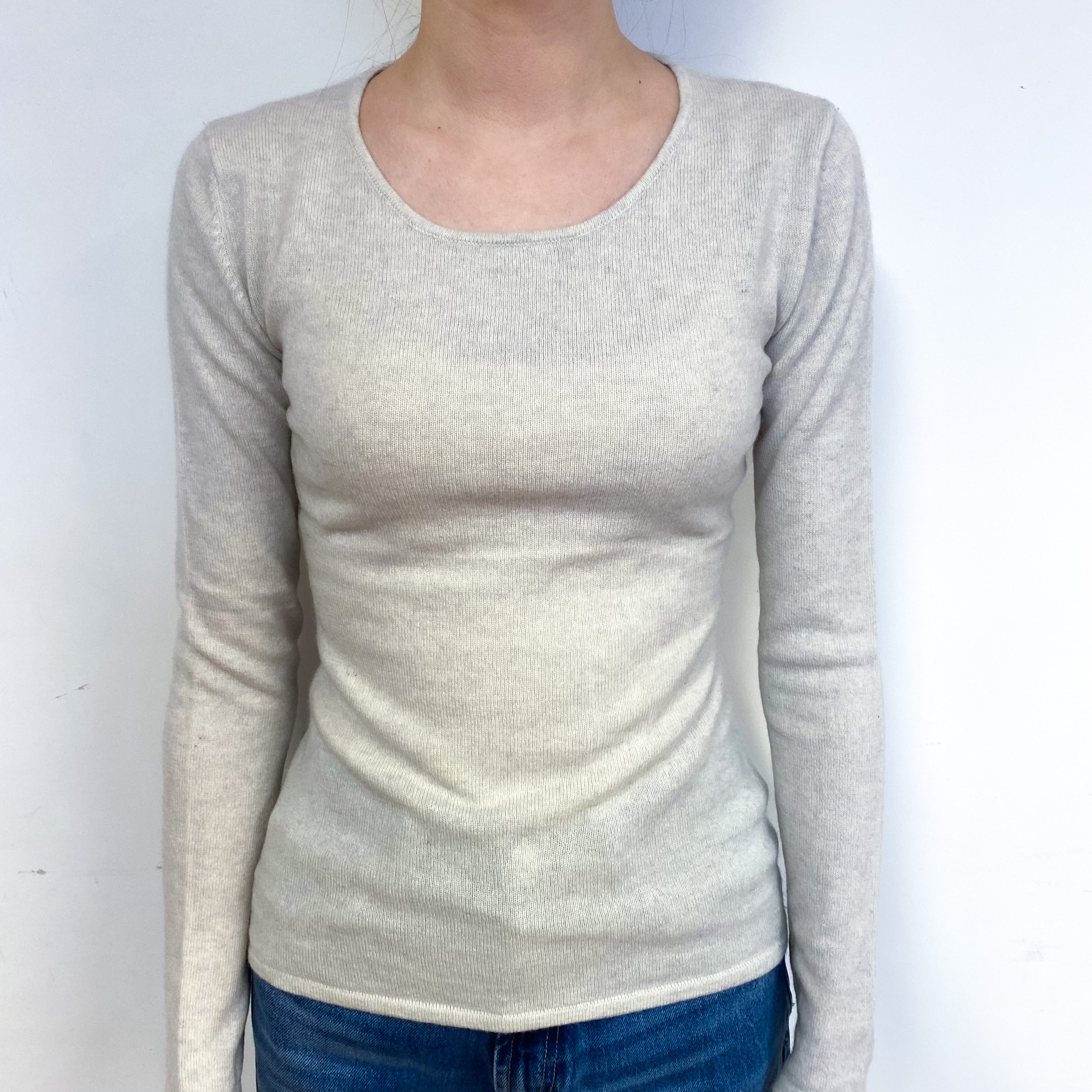 Frost Grey Cashmere Crew Neck Jumper Extra Small