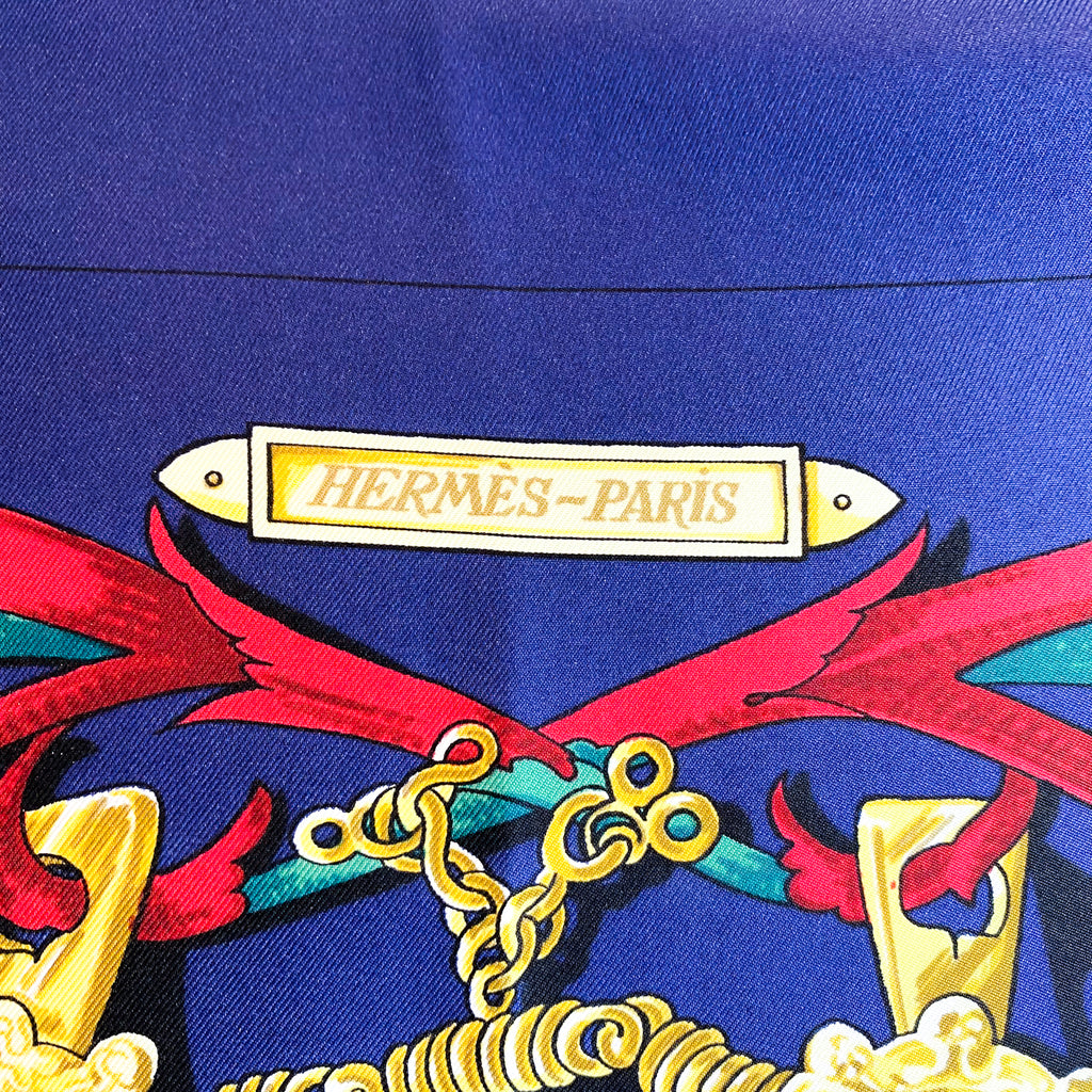 Boxed Hermes Le Mors a la Conetable Vintage Silk Scarf