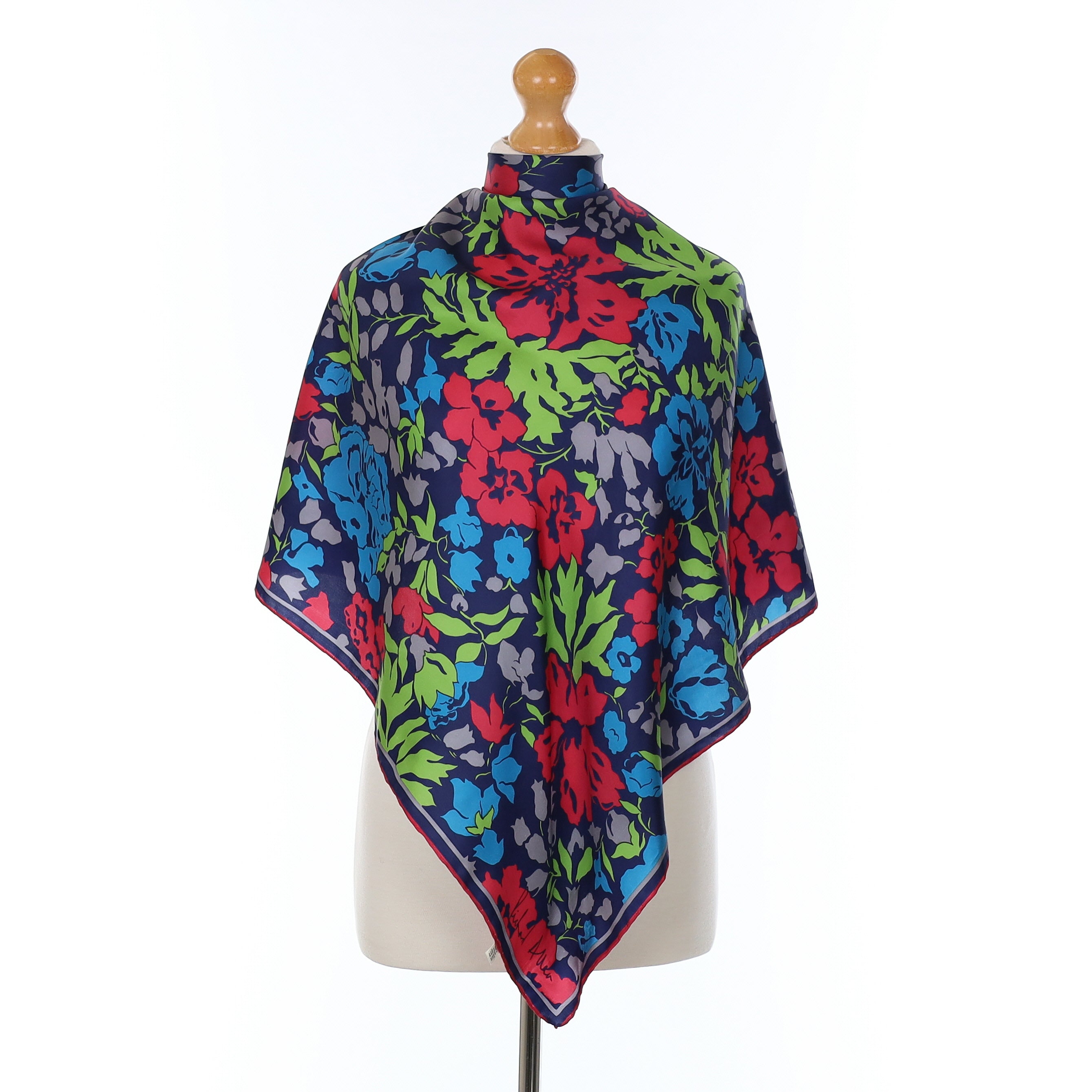 Richard Allan Navy Floral Vintage Silk Scarf