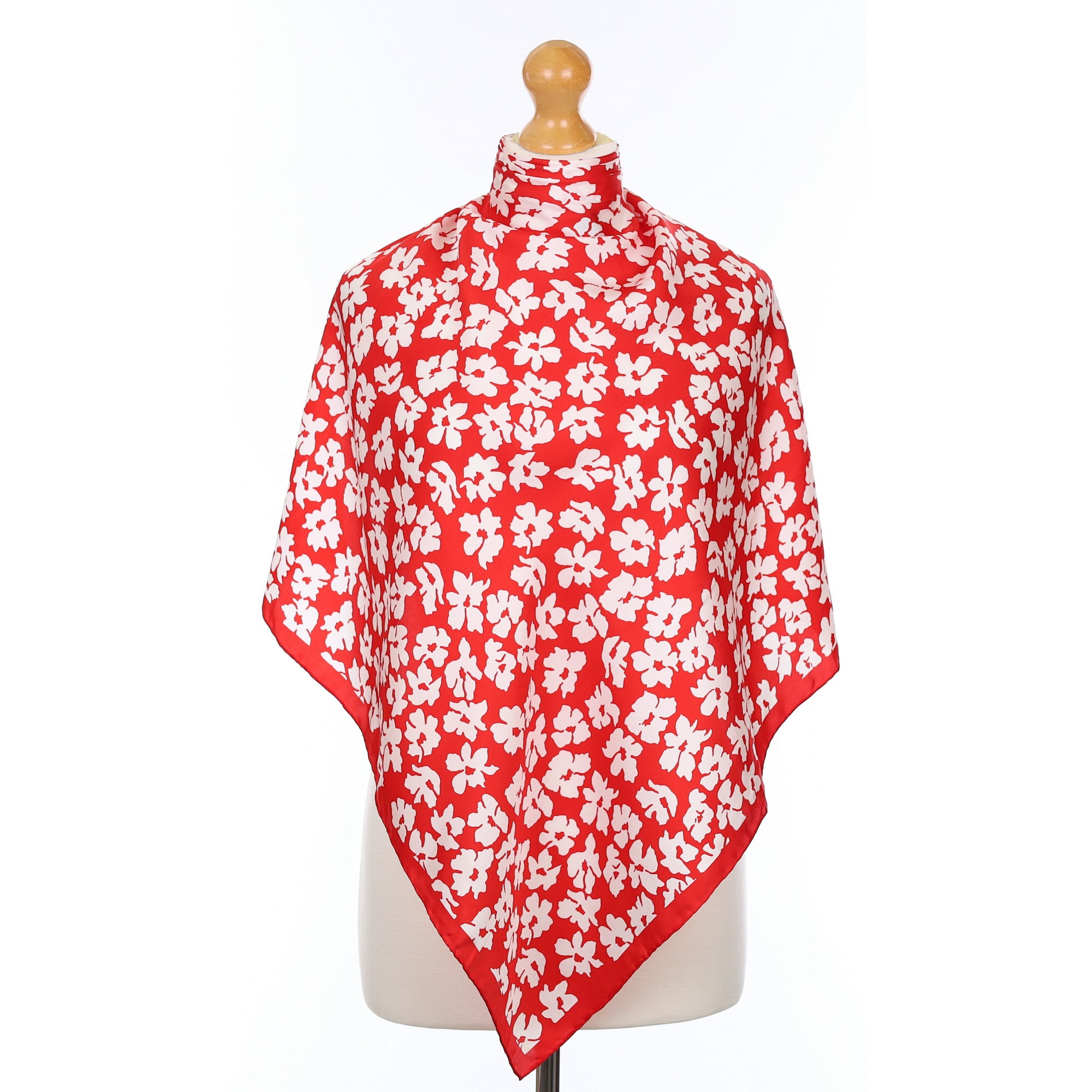 Beckford Red and White Flower Silk Scarf