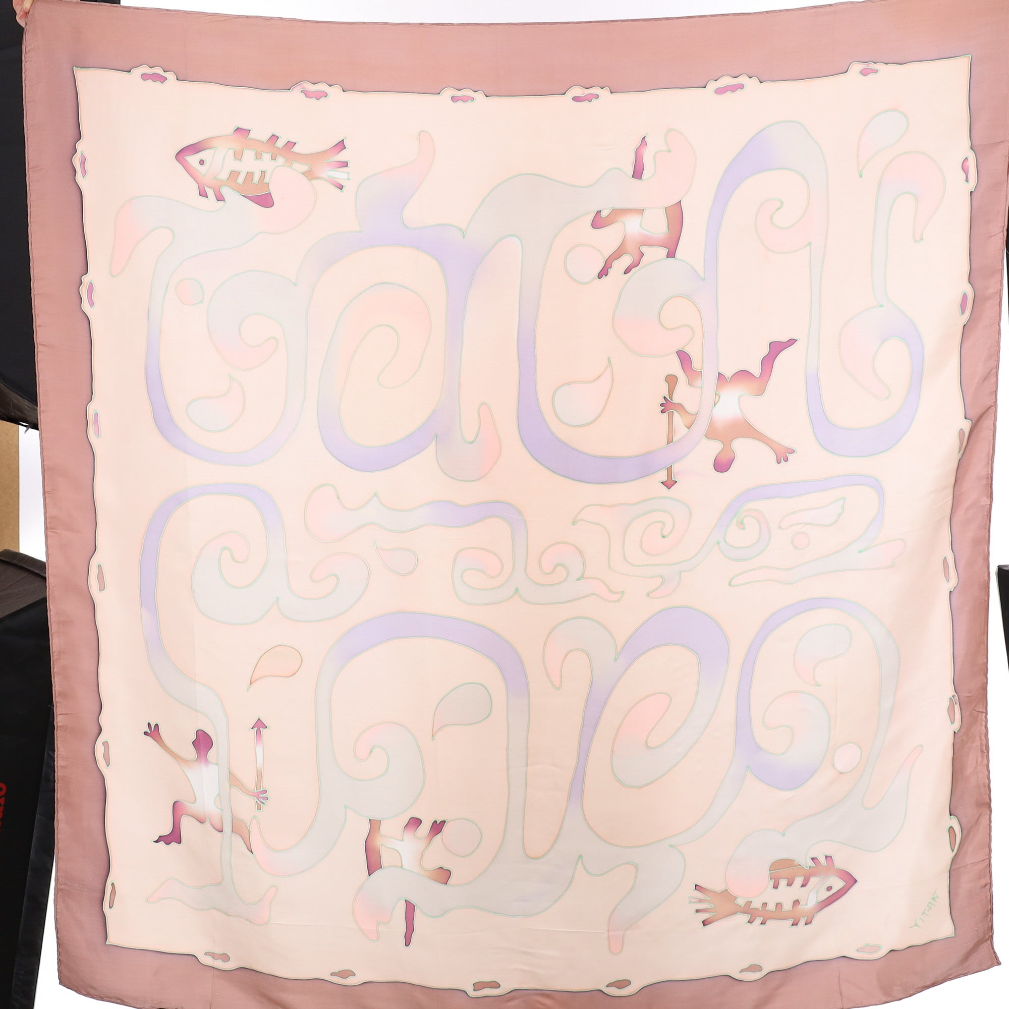 Hand Painted Style Pastel Silk Scarf