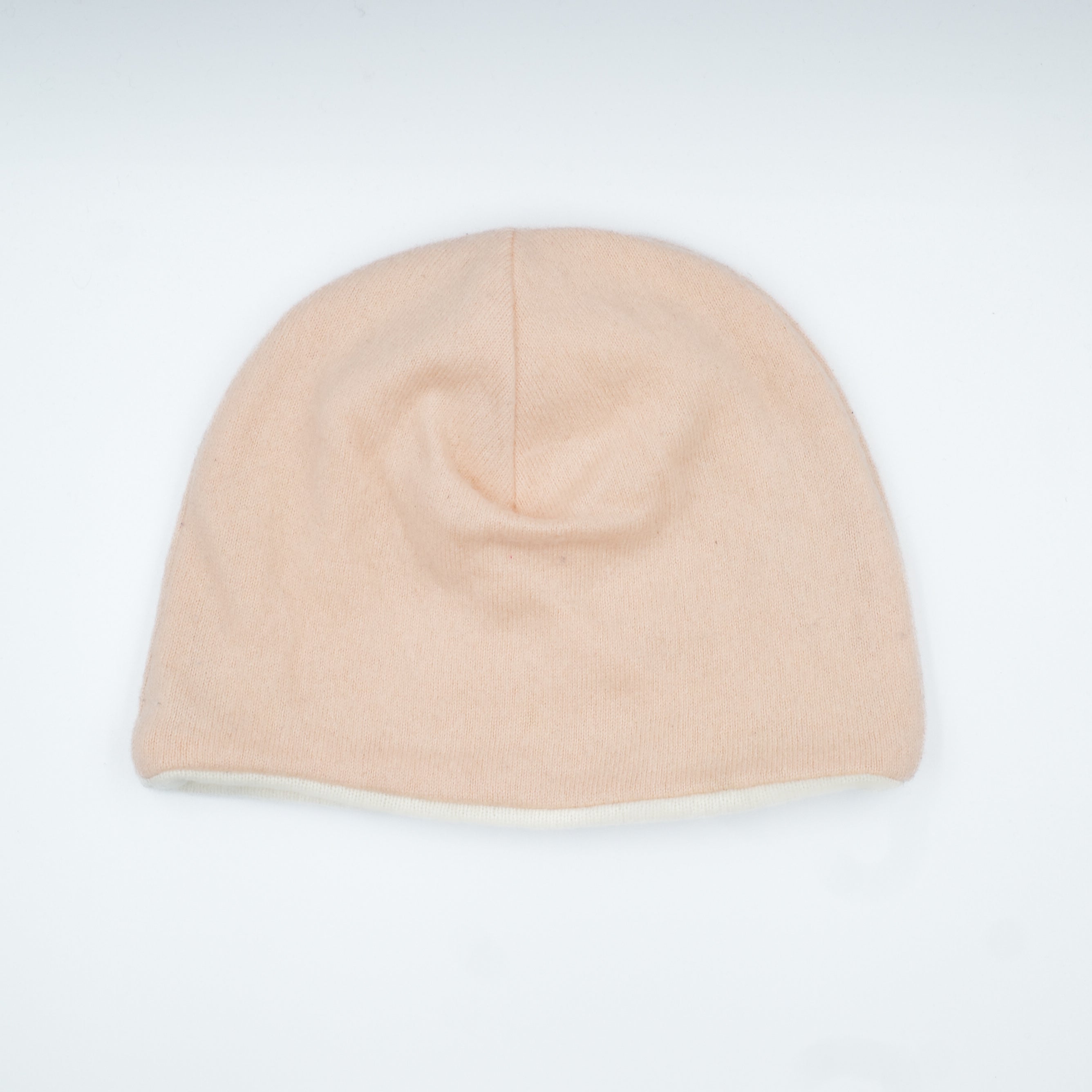 Ice Pink and Cream Cashmere Beanie Hat