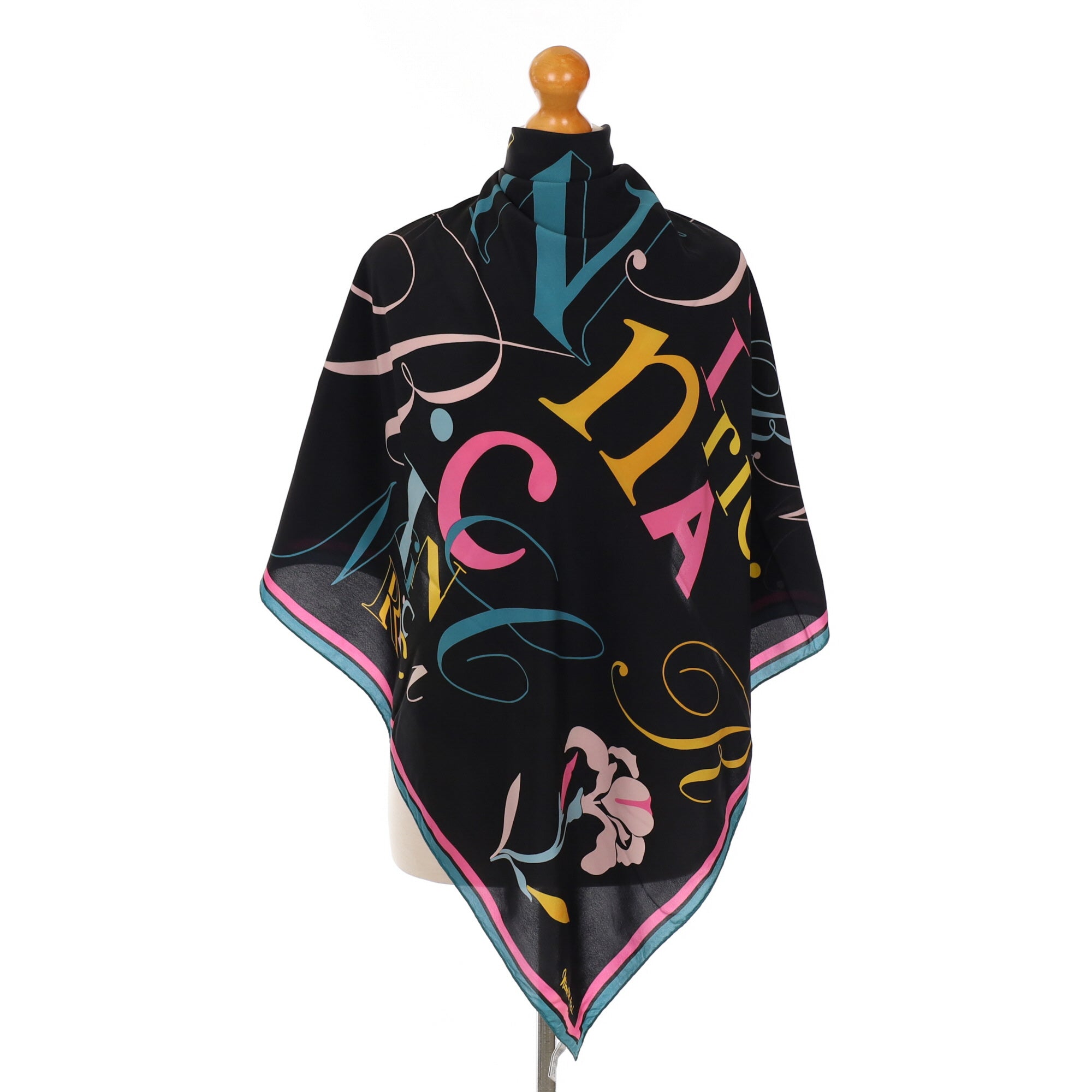 Nina Ricci Black Designer Silk Scarf