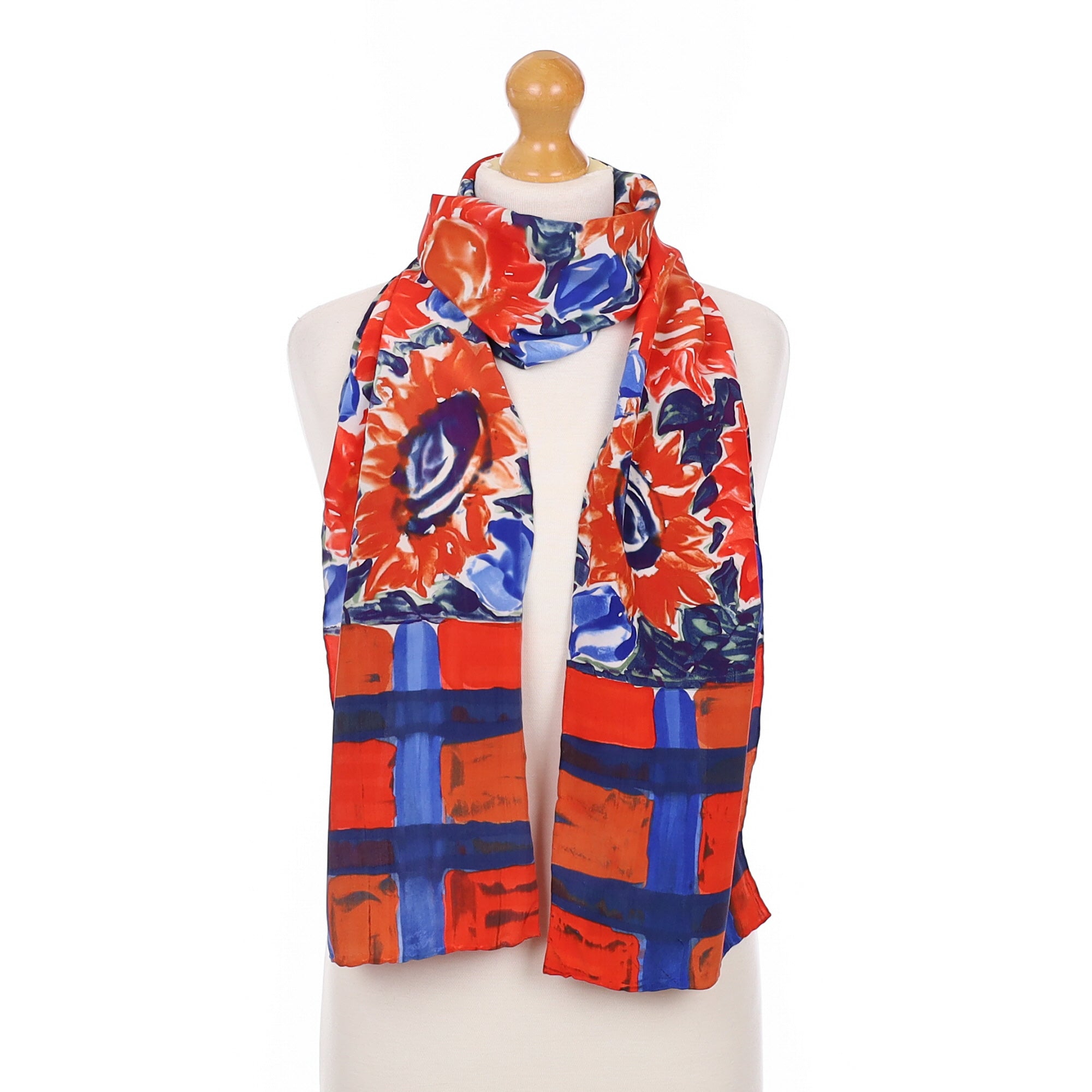 Red and Blue Silk Scarf
