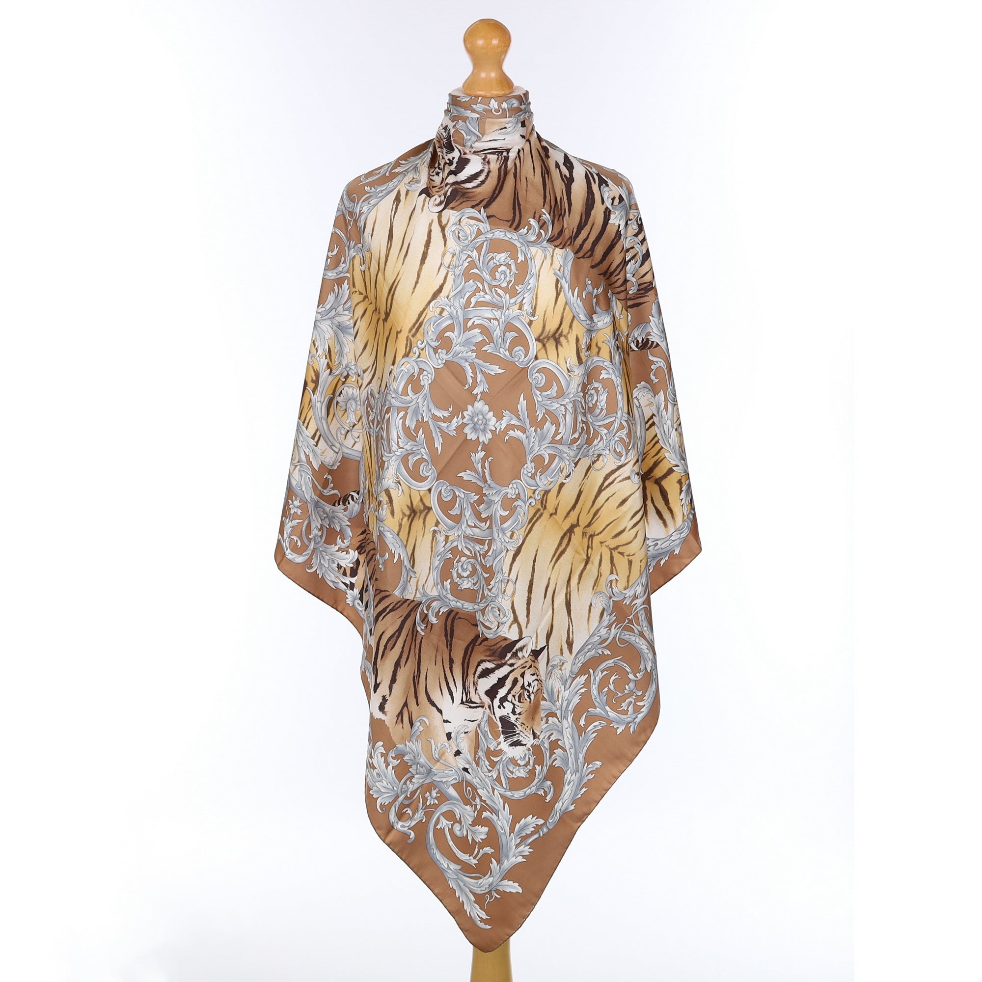Tiger Baroque Design Silk Scarf