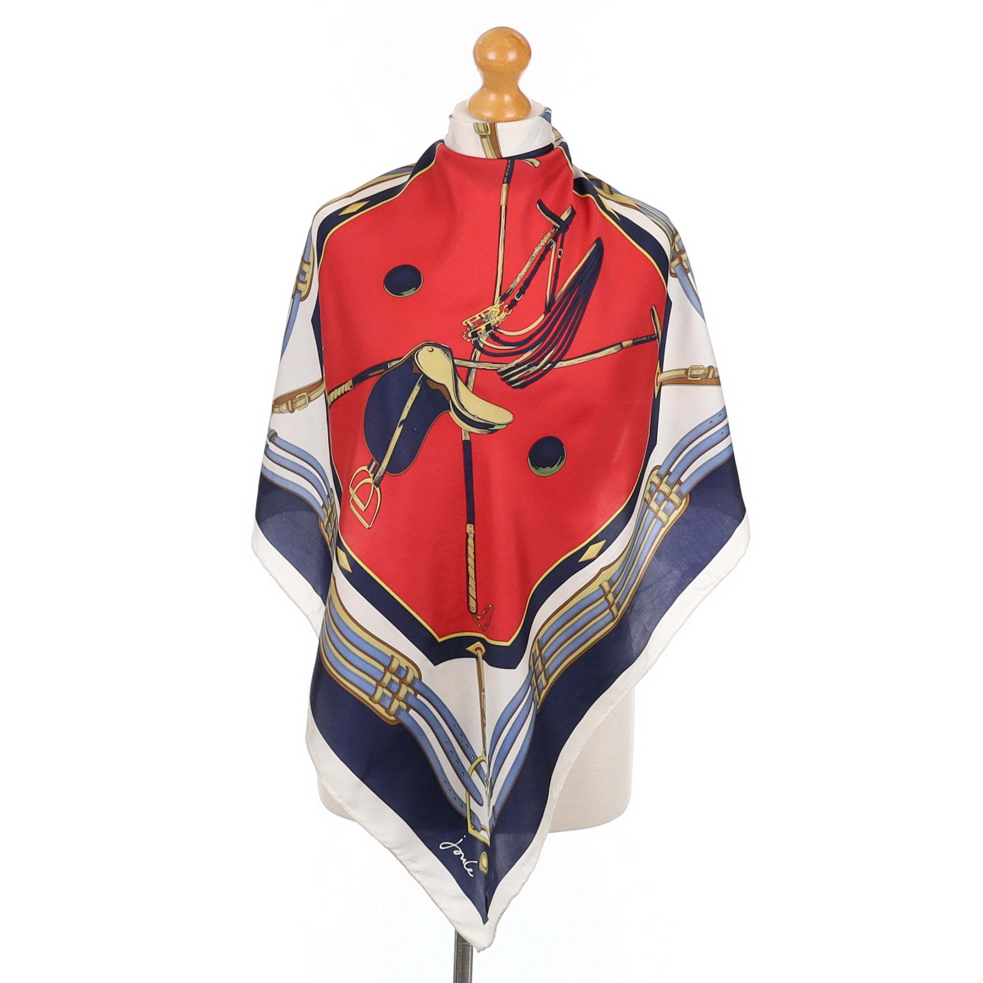 Joule Equestrian Red and Blue Silk Scarf