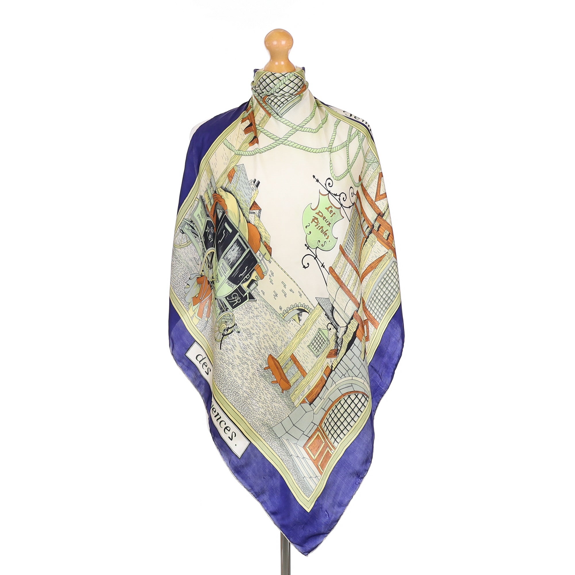 1950’s French Scene Vintage Silk Scarf