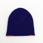 Cobalt Blue and Orange Reversible Cashmere Beanie Hat