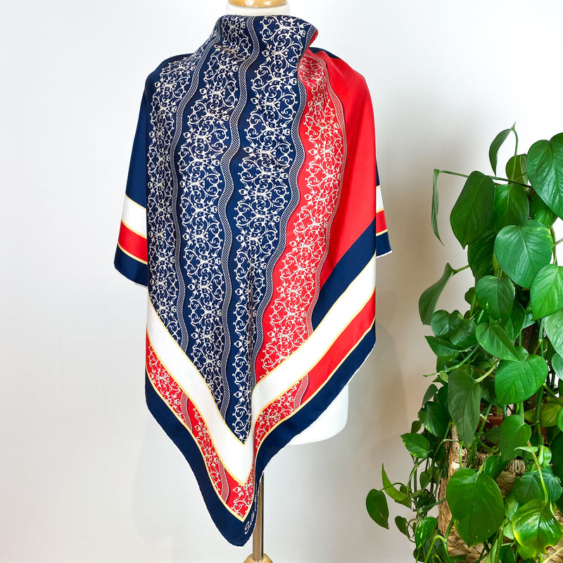 Red, White and Blue Vintage Silk Scarf