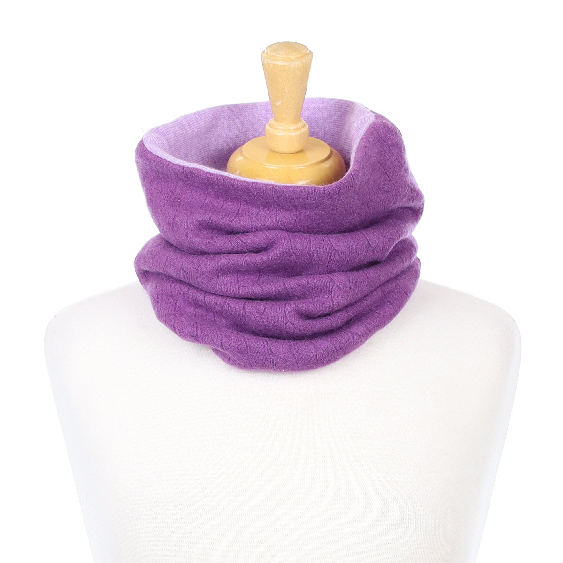 Plum and Lavender Purple Cable Knit Luxury Double Layered Snood
