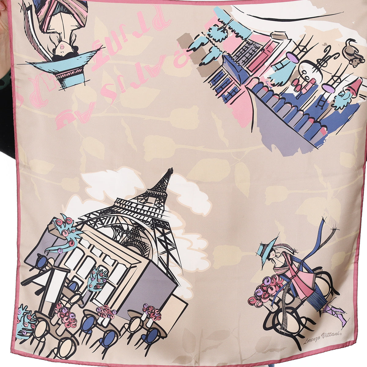 Lorenzo Vittani Paris Scene Silk Scarf
