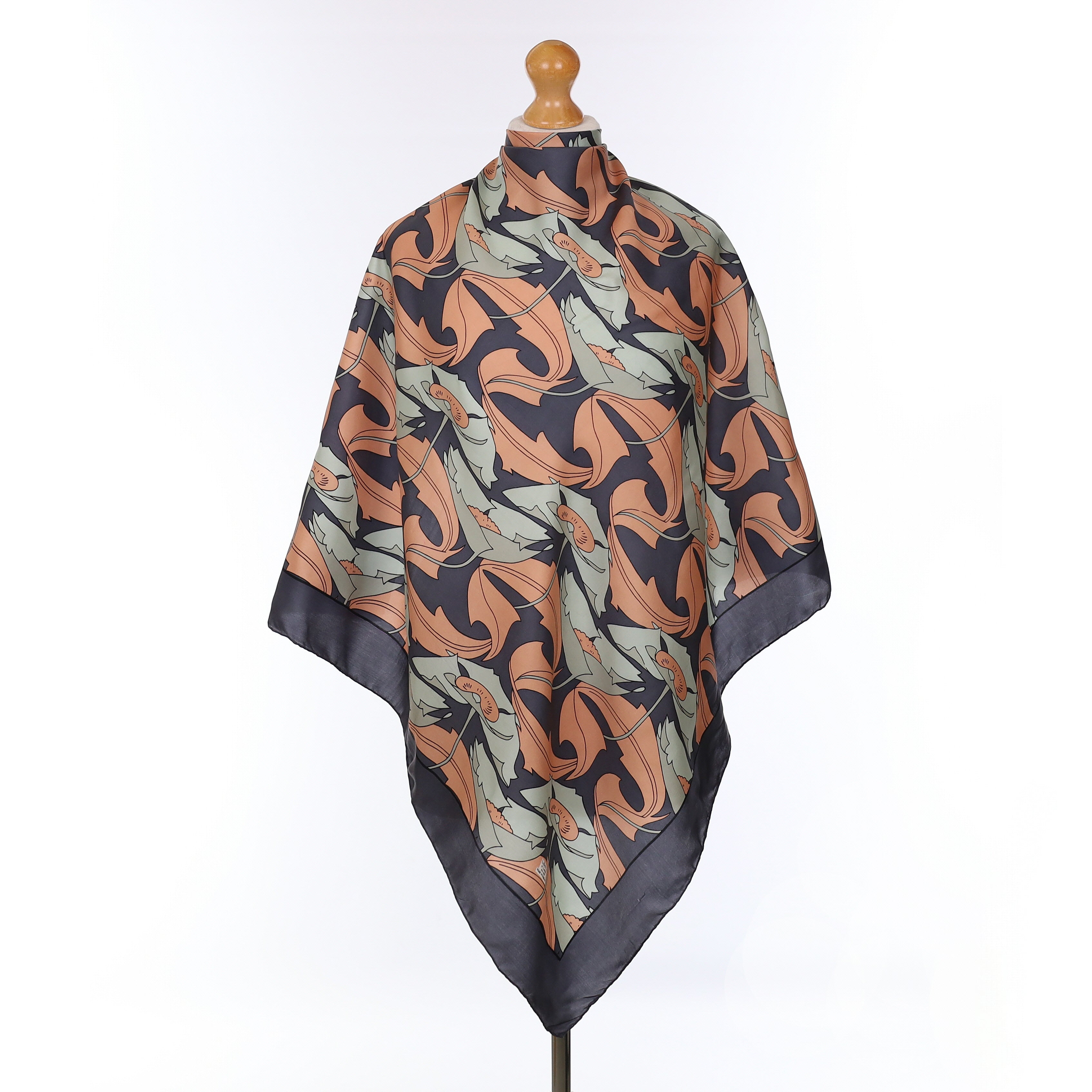 Liberty Steel Grey Floral Silk Scarf