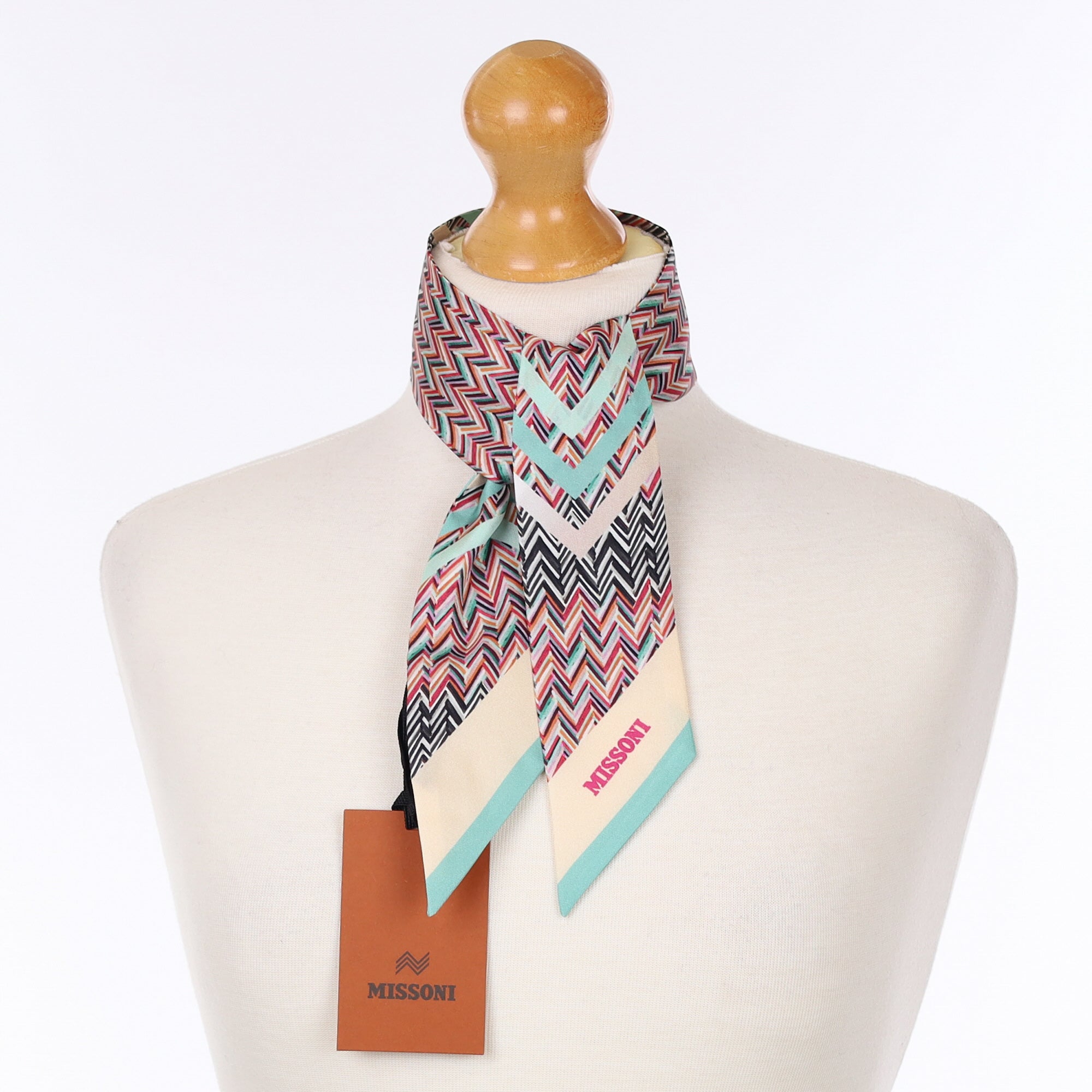 Brand New Missoni Multicoloured Twilly Silk Scarf